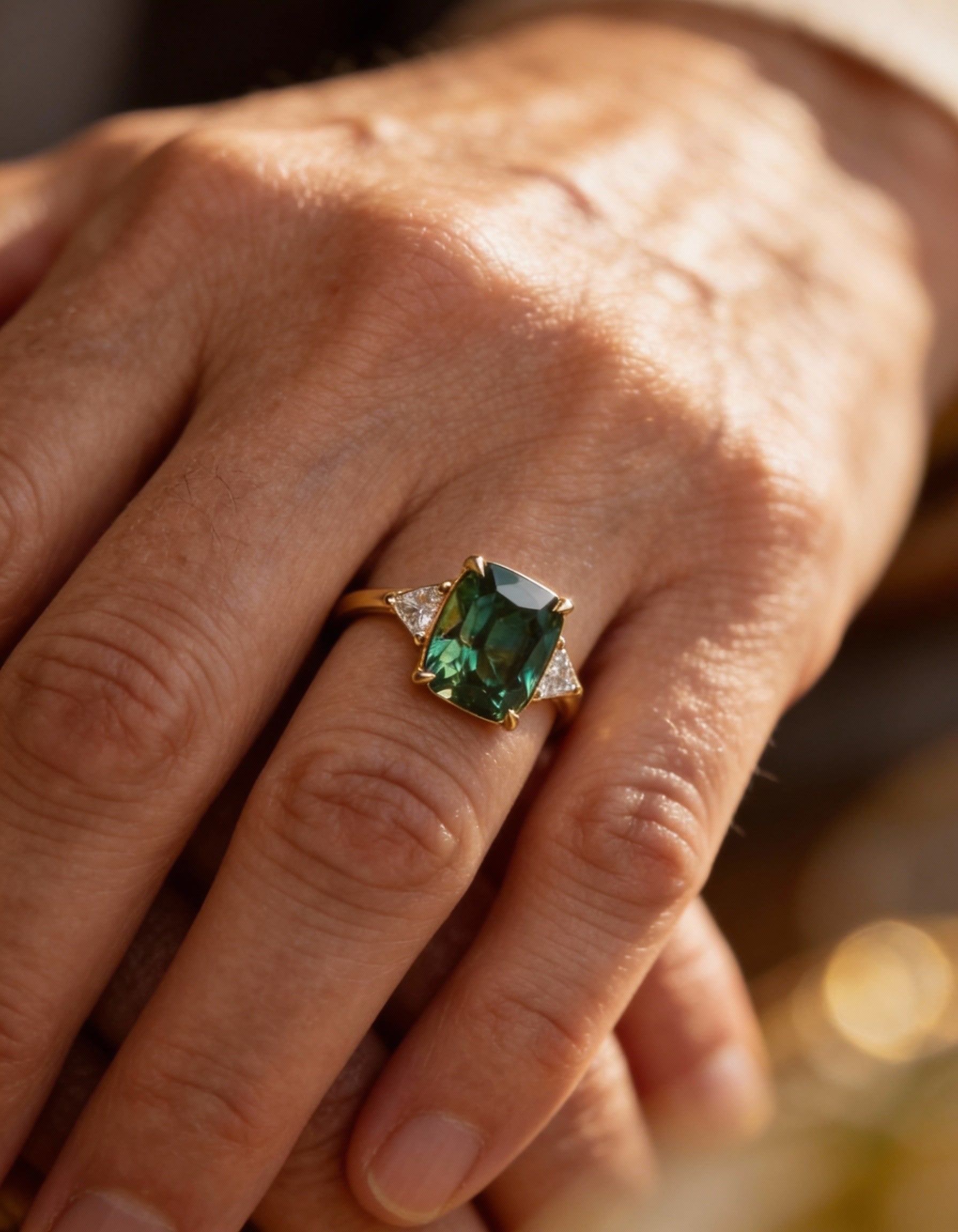 Elegant Square Emerald Ring