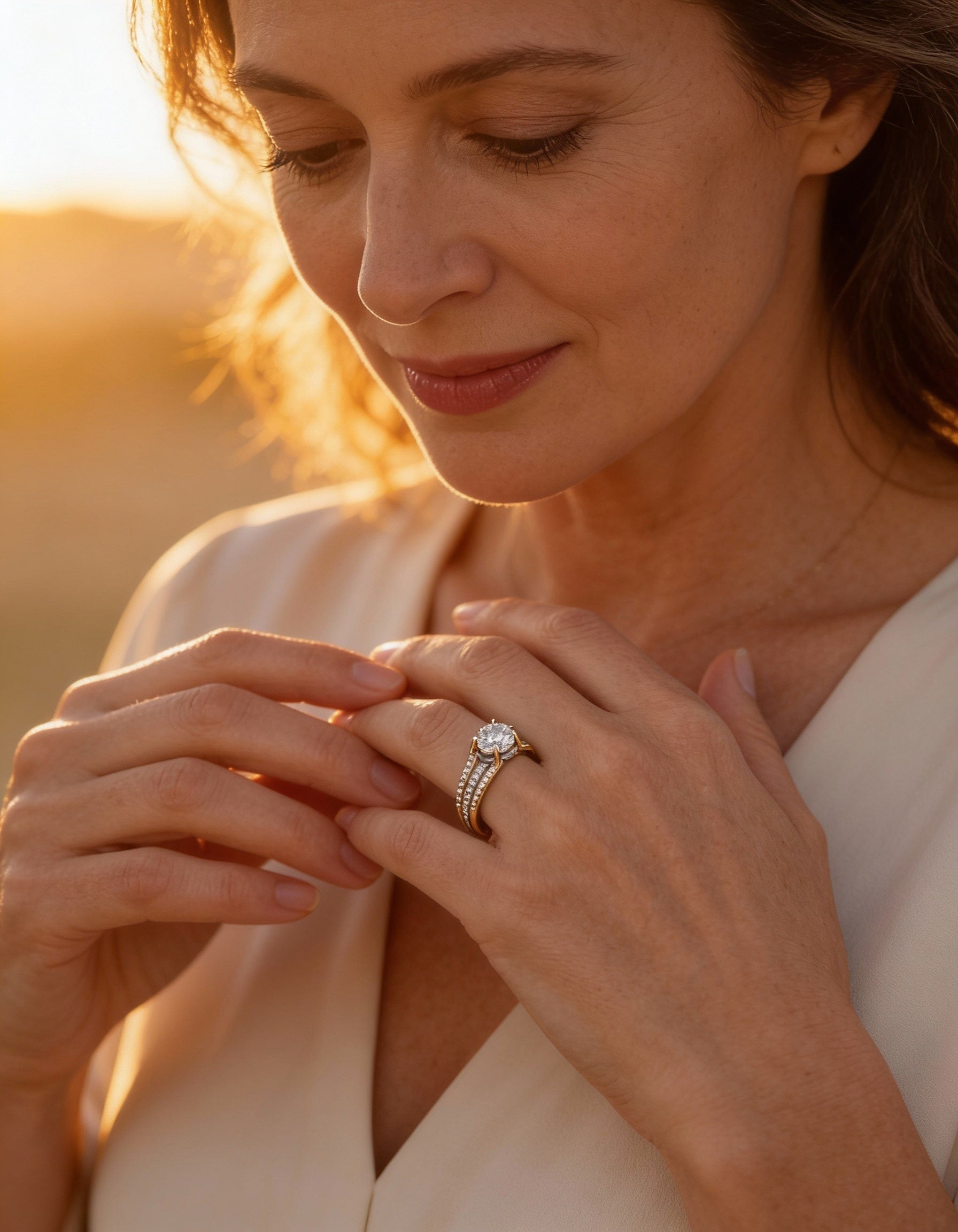 European and American Three-Piece Diamond Ring