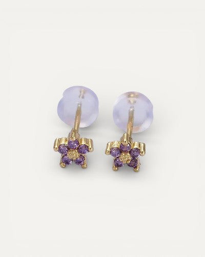 Stud Earrings with Delicate Flower
