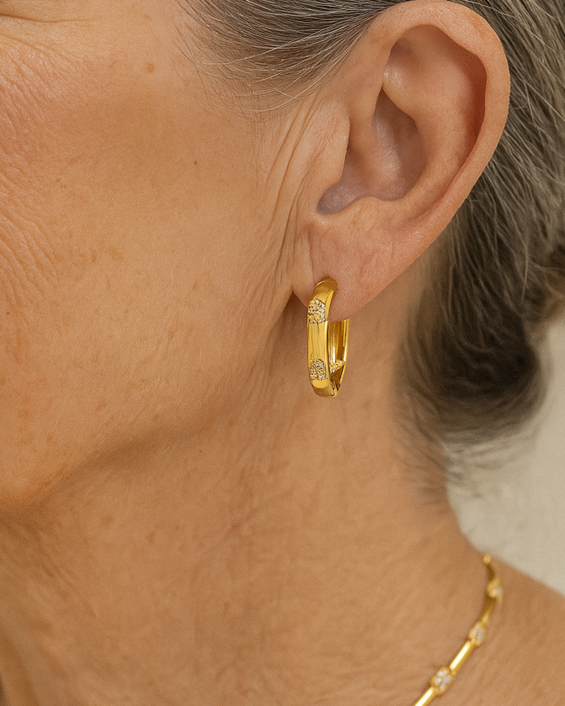 Vintage Gold Flower Hoop Earrings