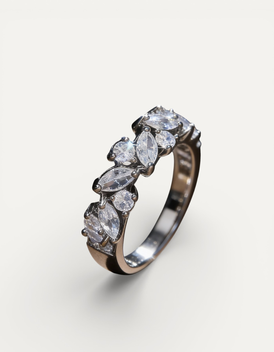 Vintage Eternity Round and Marquise Diamond Ring