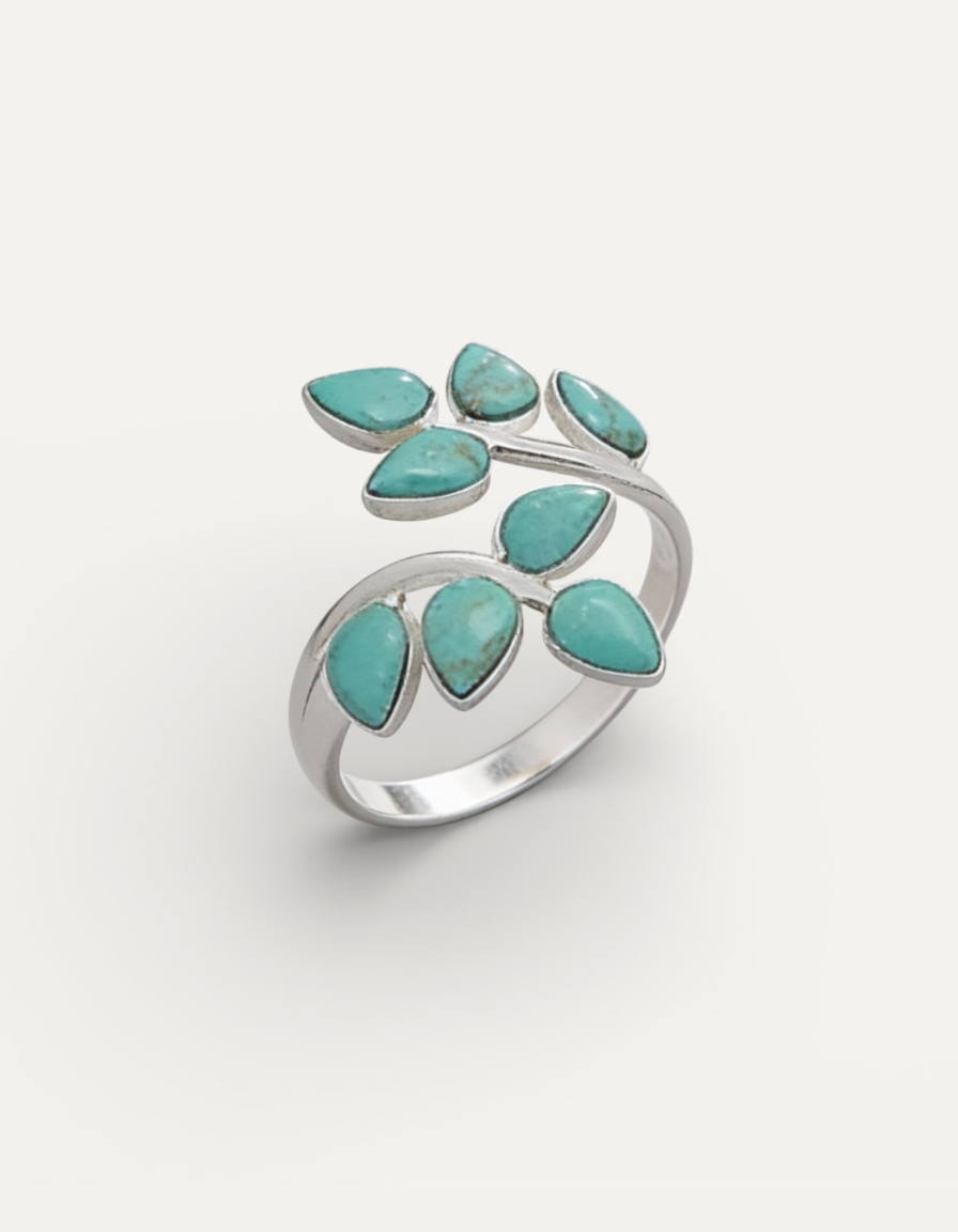 Vintage Turquoise Leaf Ring