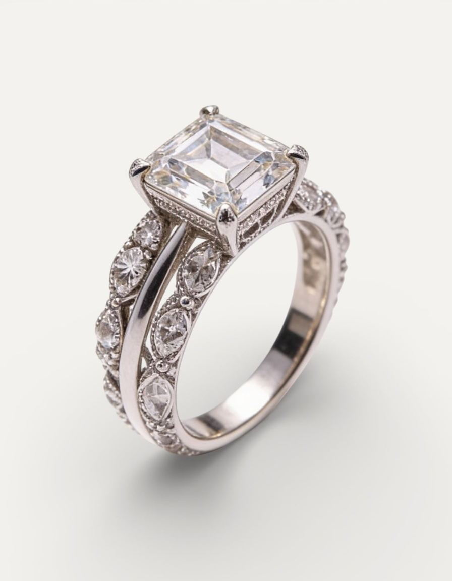 Vintage Sparkling Layered Silver Ring