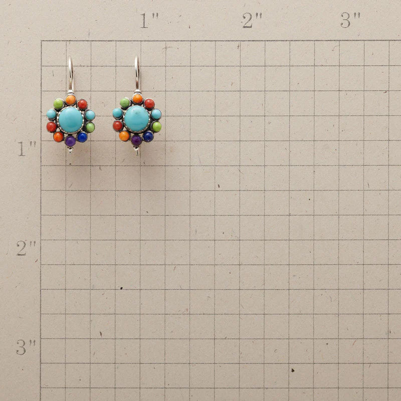 Multicoloured Stone Flower Earrings