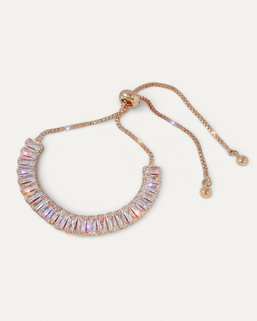 Gold and Silver Cubic Zirconia Adjustable Bracelet