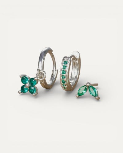 Diamond Flower Earring Set