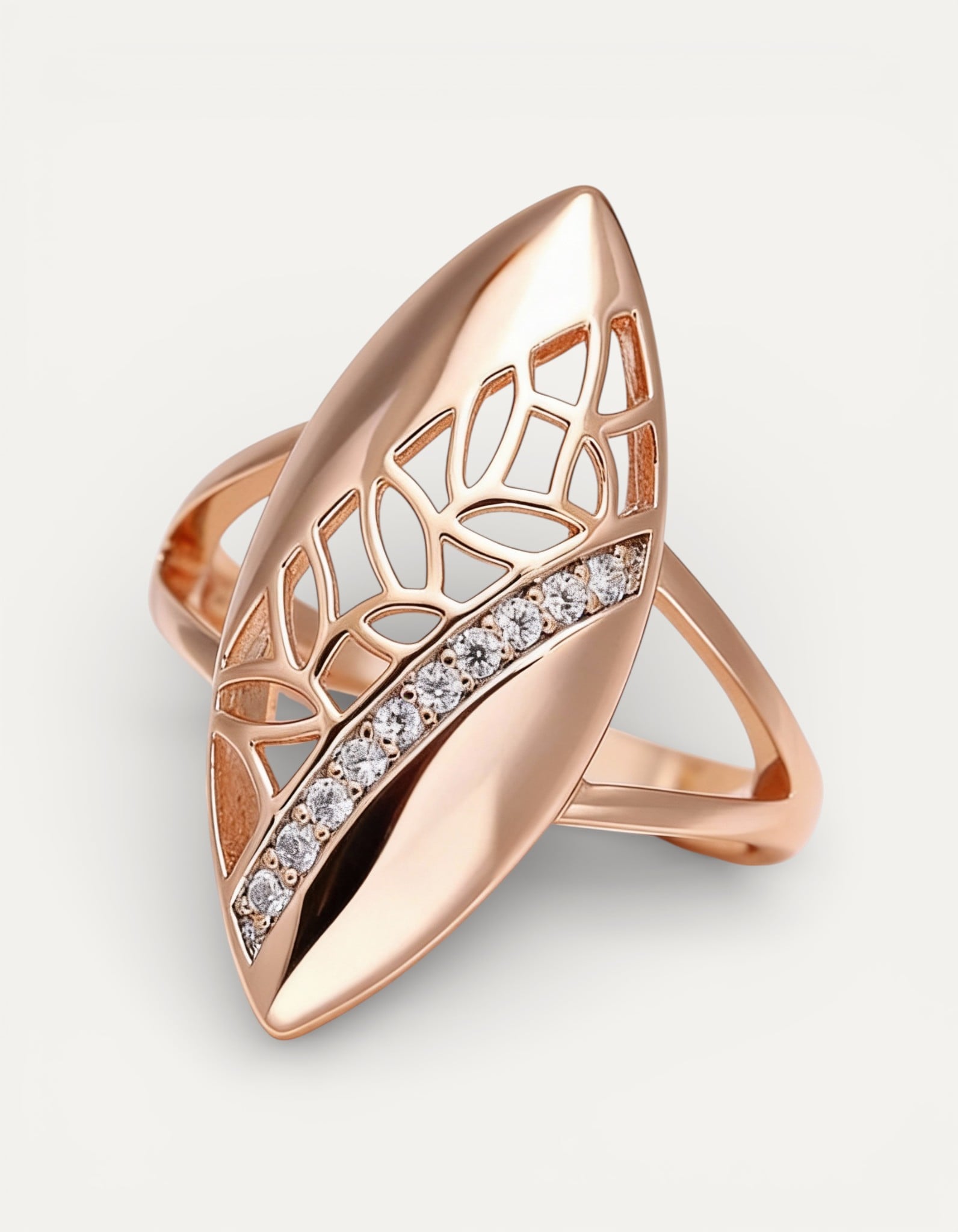 Elegant Gold Double Point Sparkling Ring