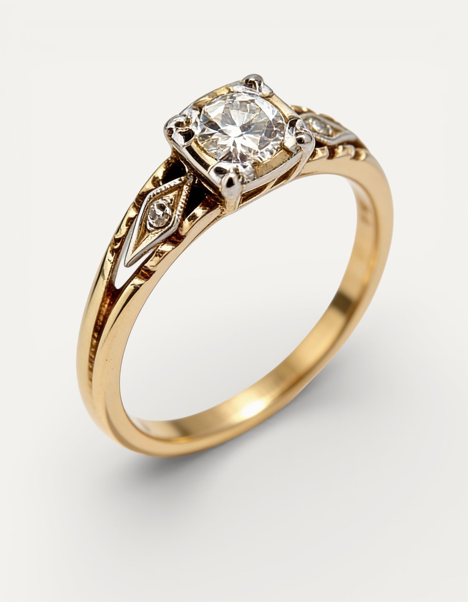 Vintage Delicate Gold Cubic Zirconia Ring