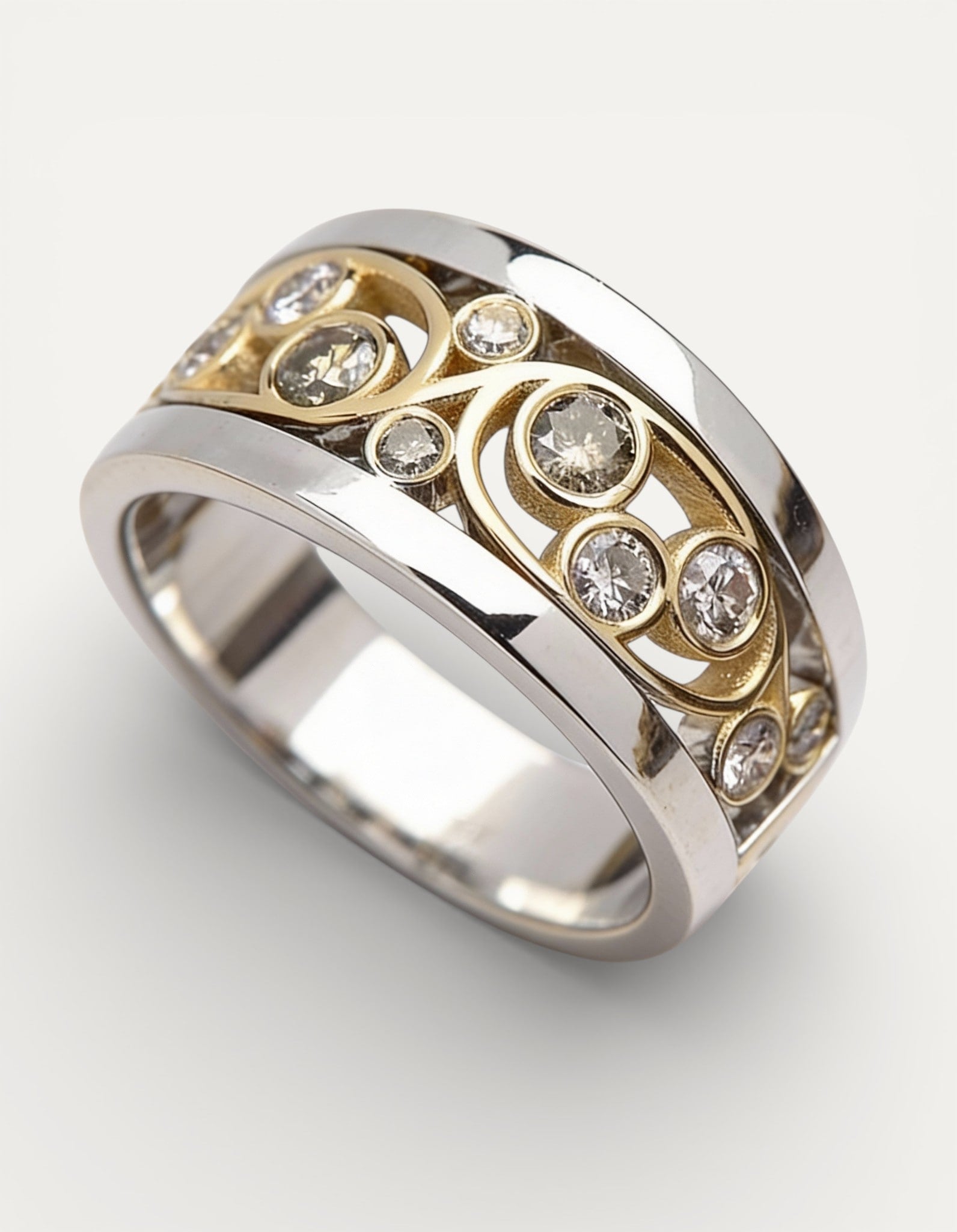 Vintage Gold and Silver Ivy Cubic Zirconia Ring