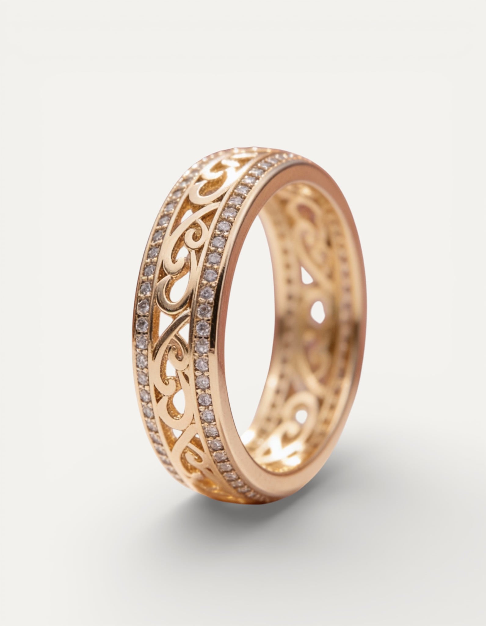 Elegant Hollow Diamond Ring