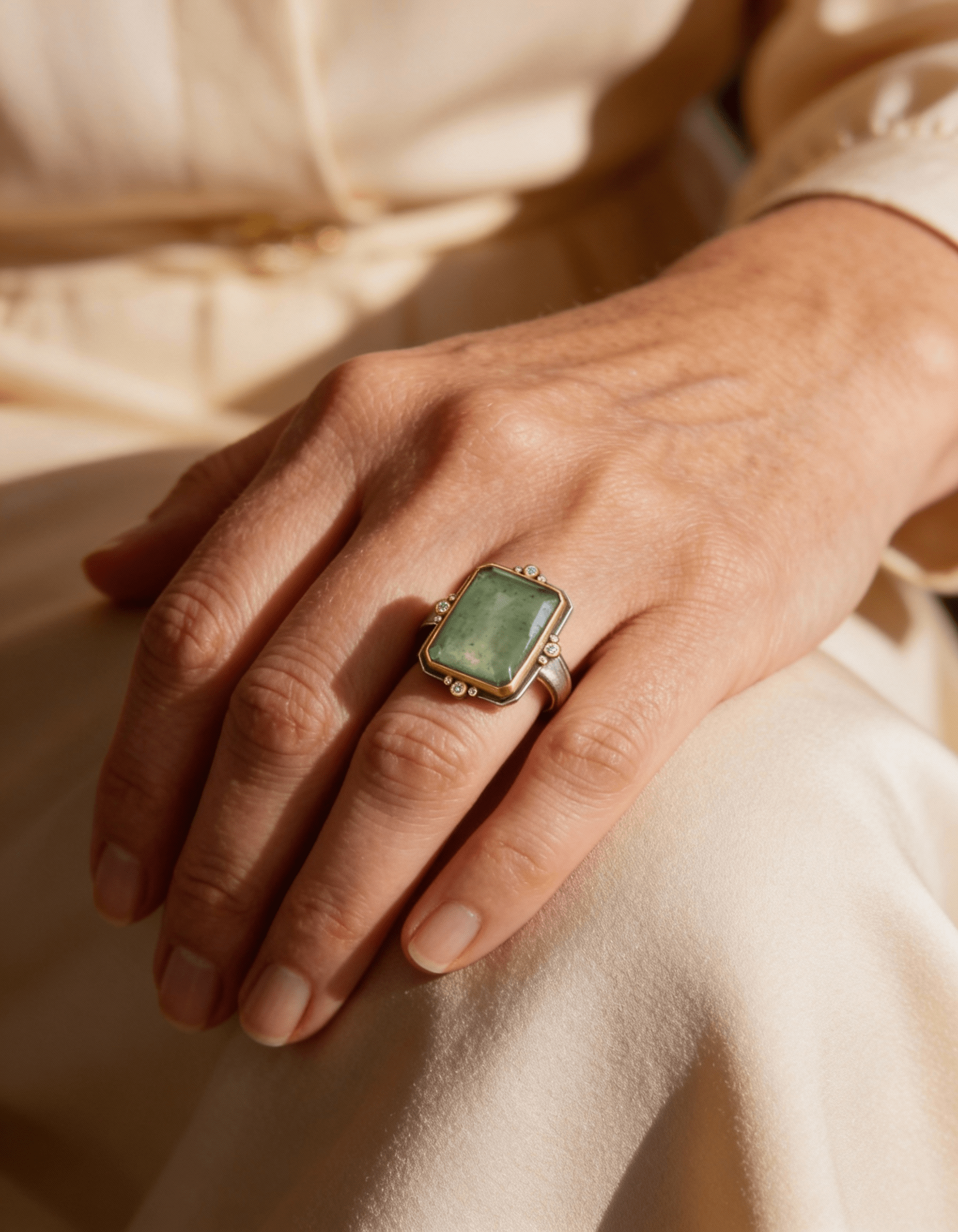 French Retro Square Crystal Ring