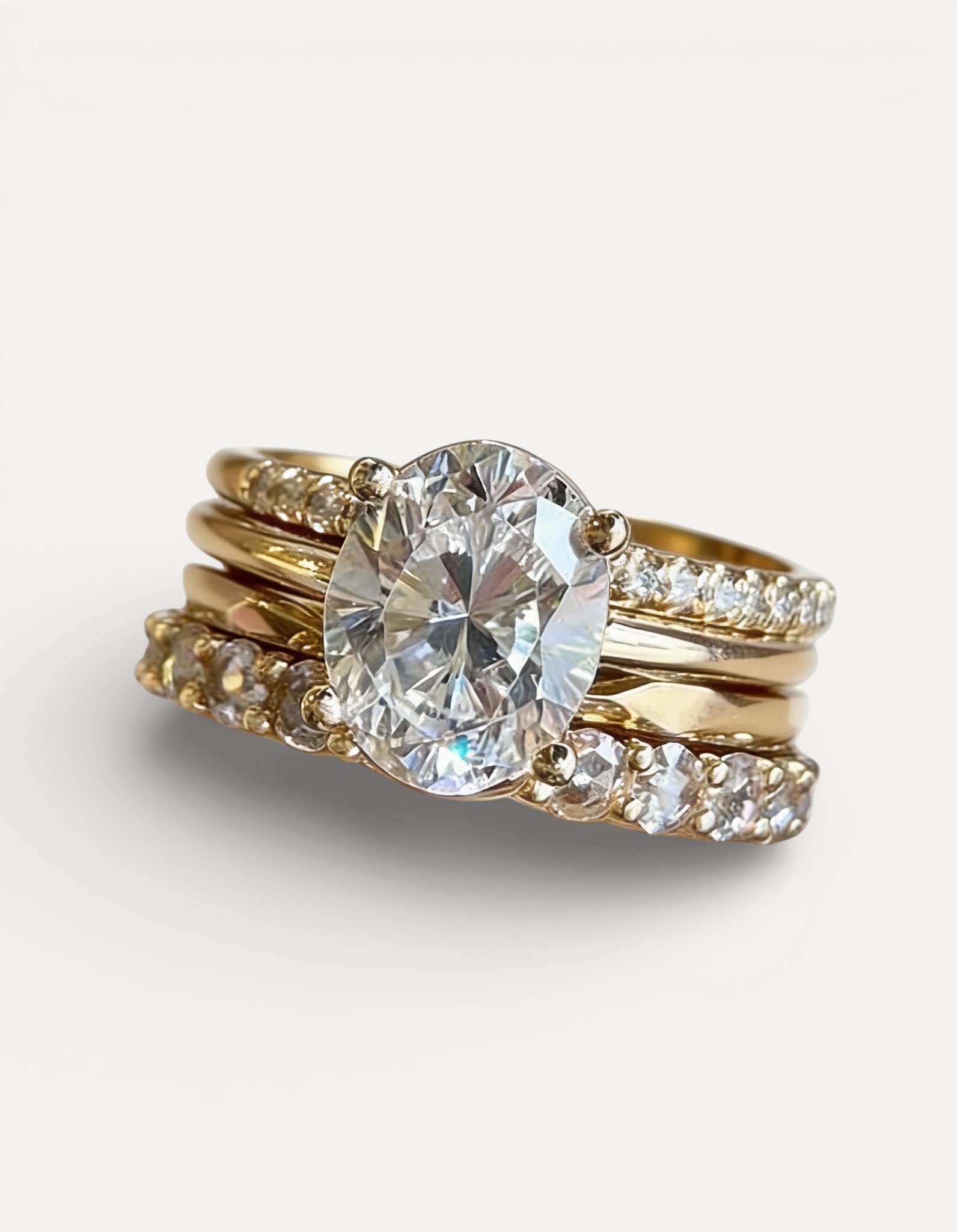 Vintage Sparkling Cubic Zirconia Ring Set