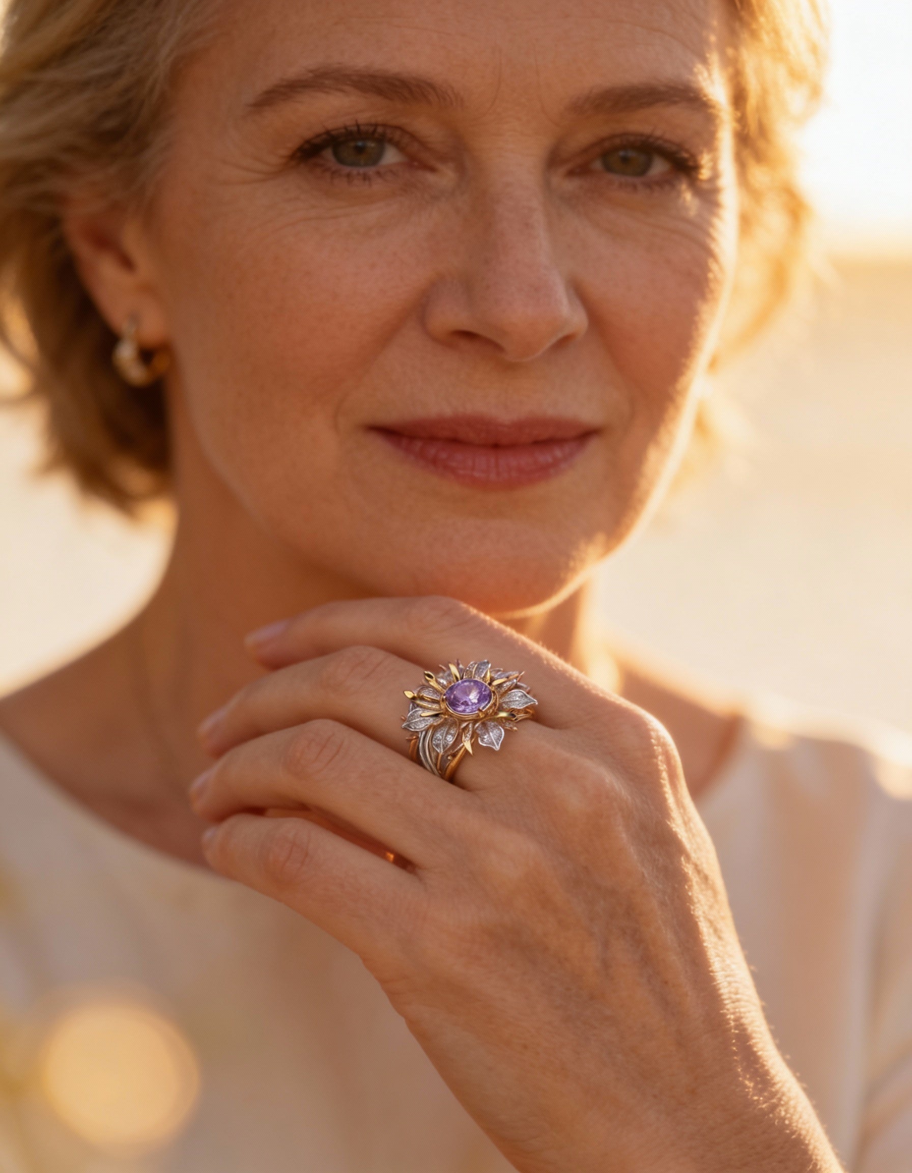Exotic Violet Flower Ring