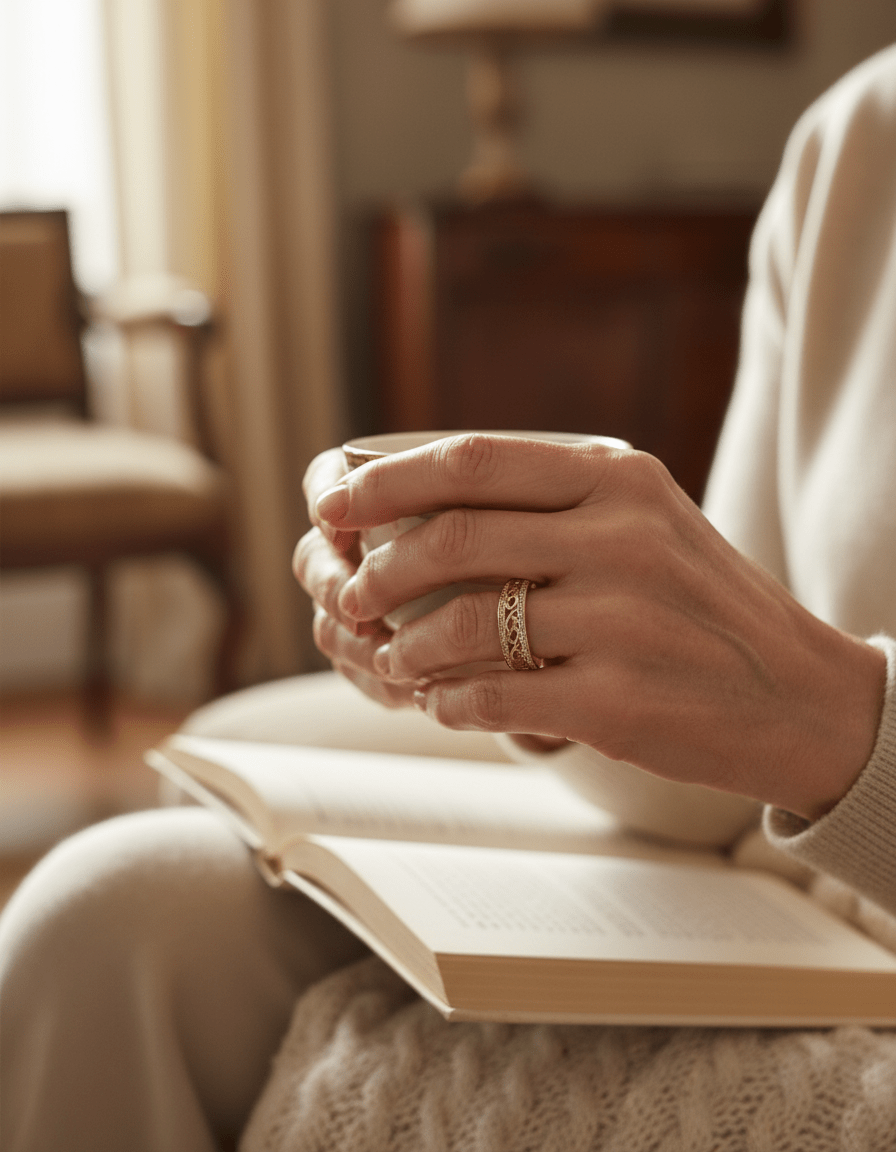 Elegant Hollow Diamond Ring