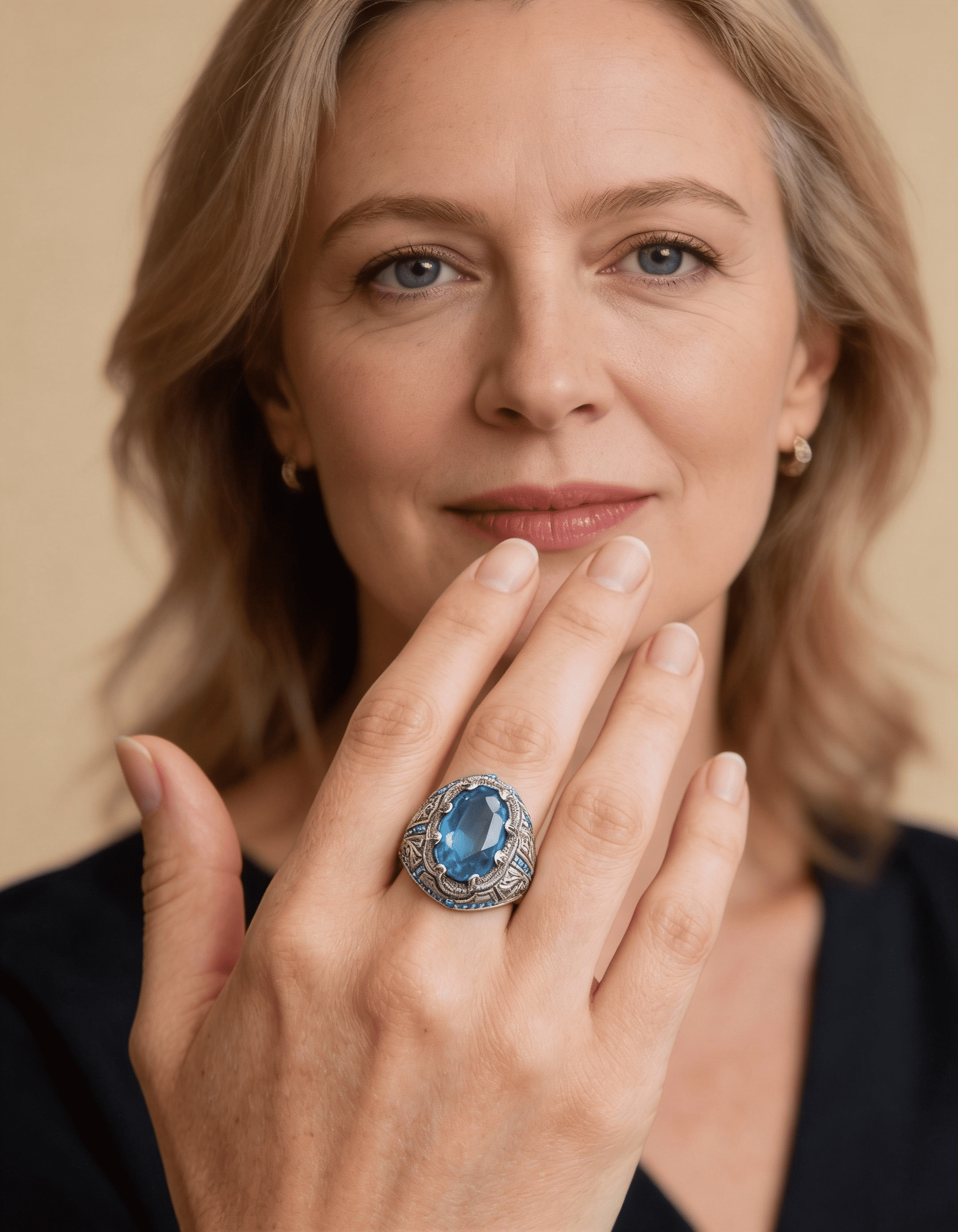Vintage Handmade Silver Blue Stone Ring