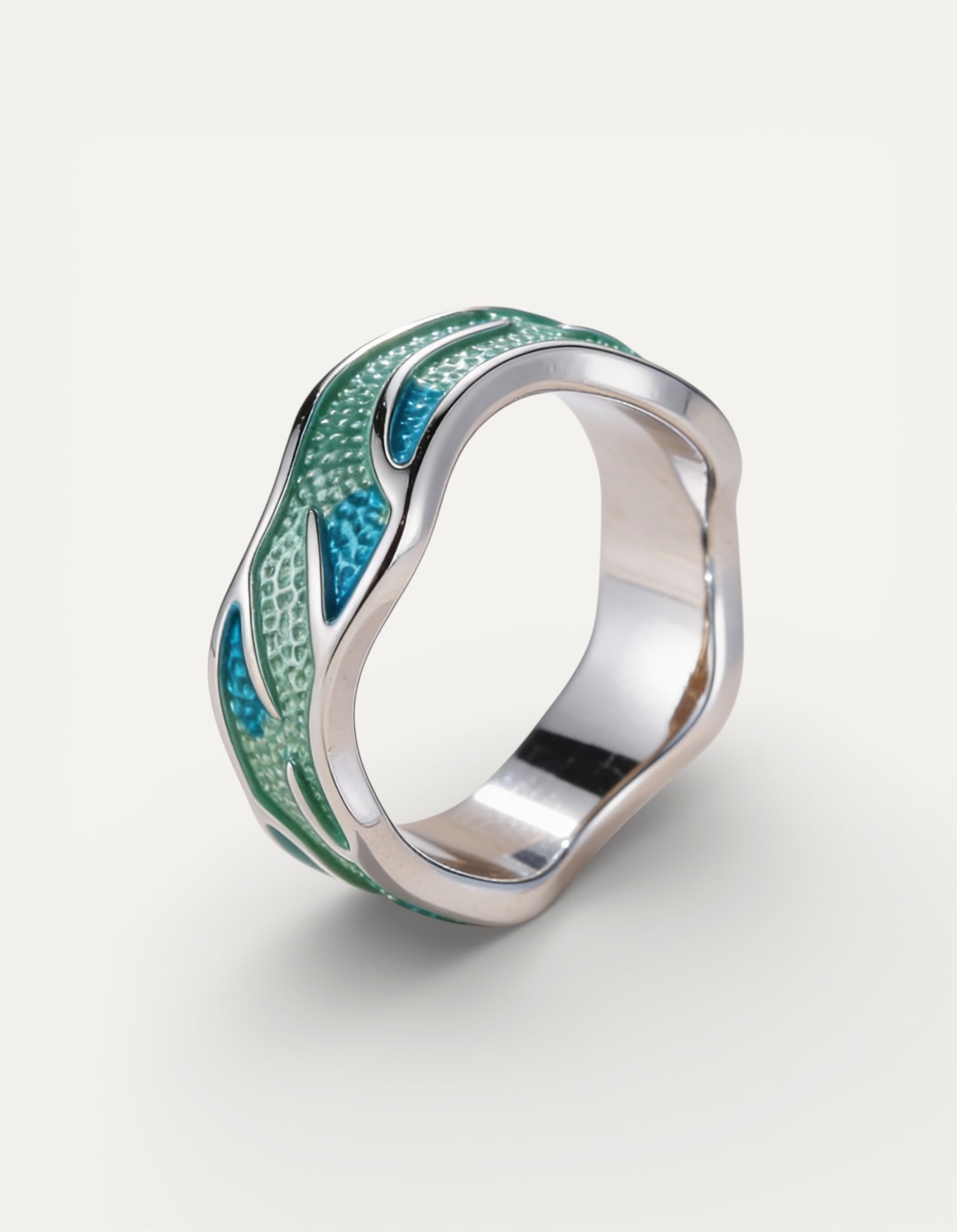 Ocean Wave Enamel Ring