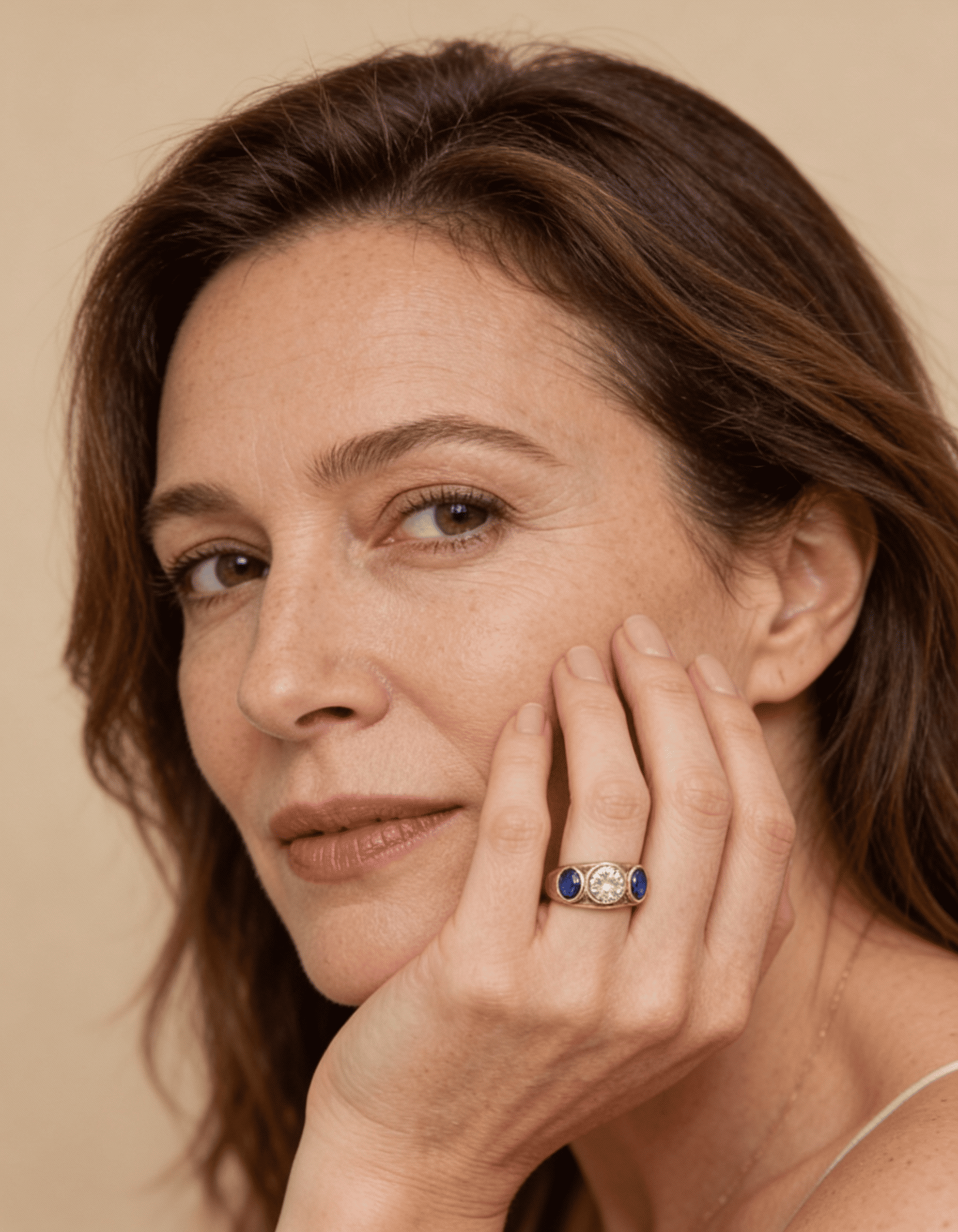 Blue Crystal and Cubic Zirconia Ring