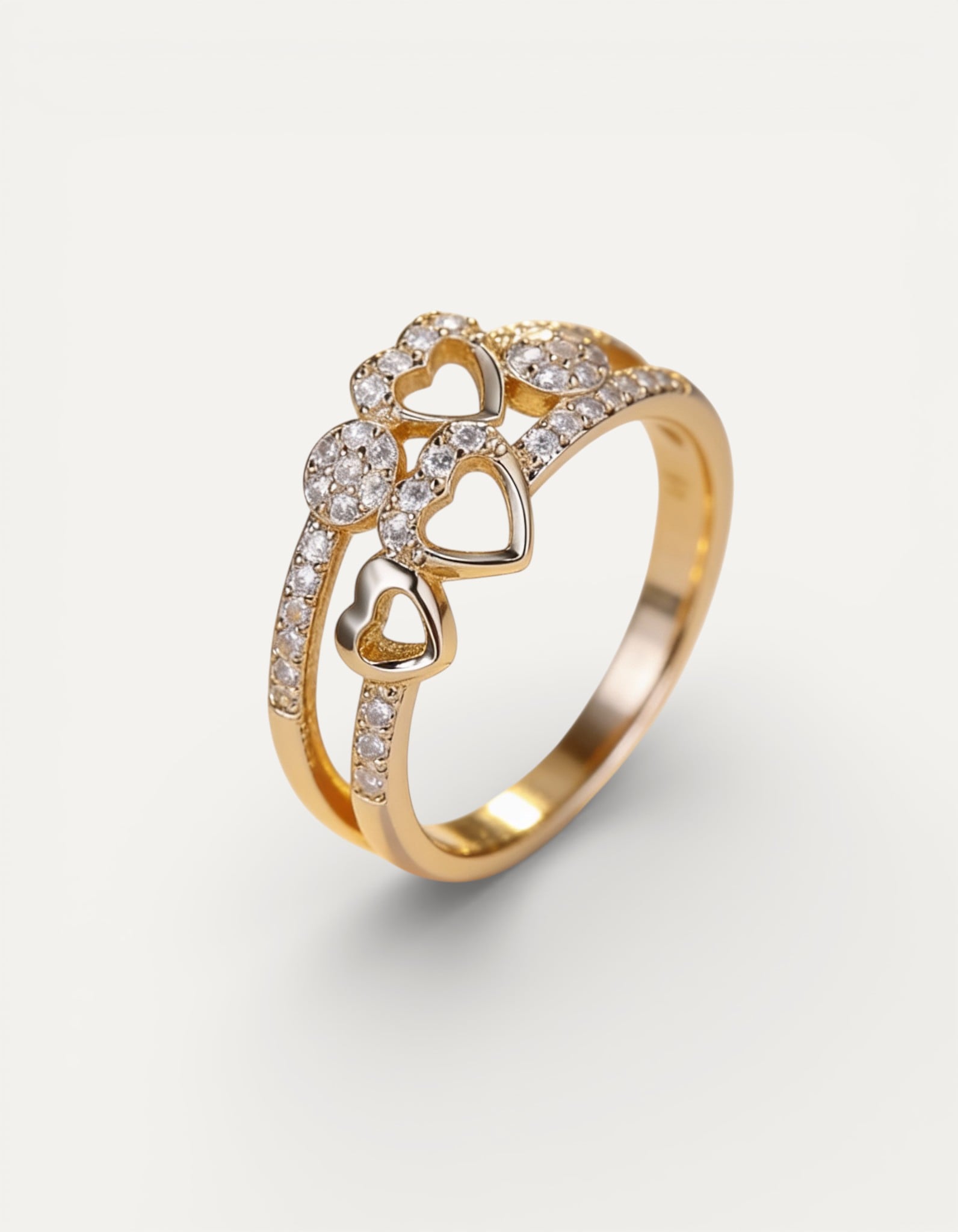 Gold Heart and Crystal Ring