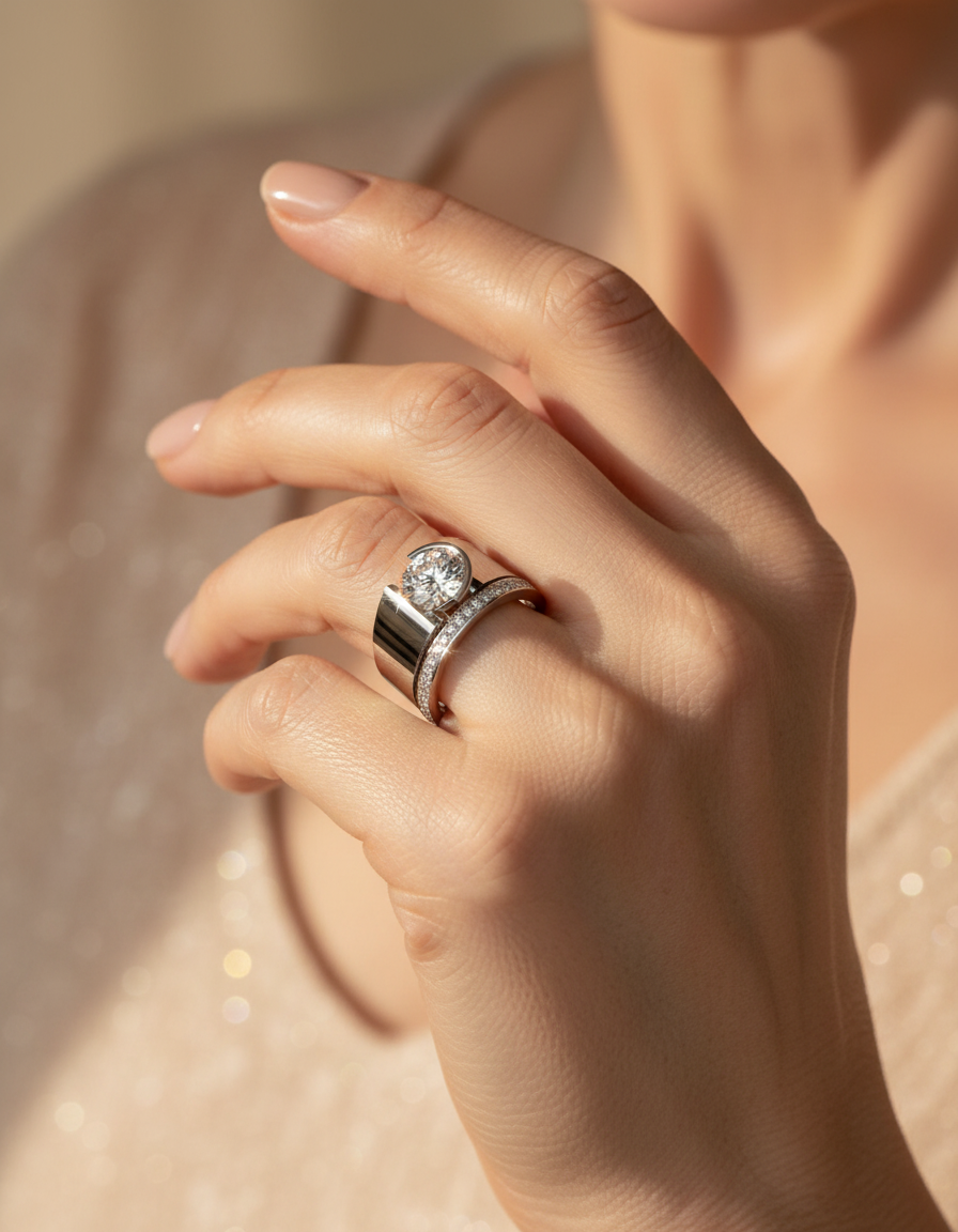 Vintage Silver Sparkling Cubic Zirconia Ring