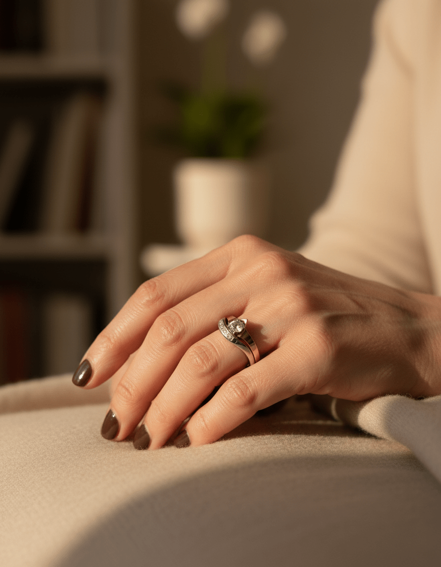 Vintage Irregular Gold and Silver Cubic Zirconia Ring