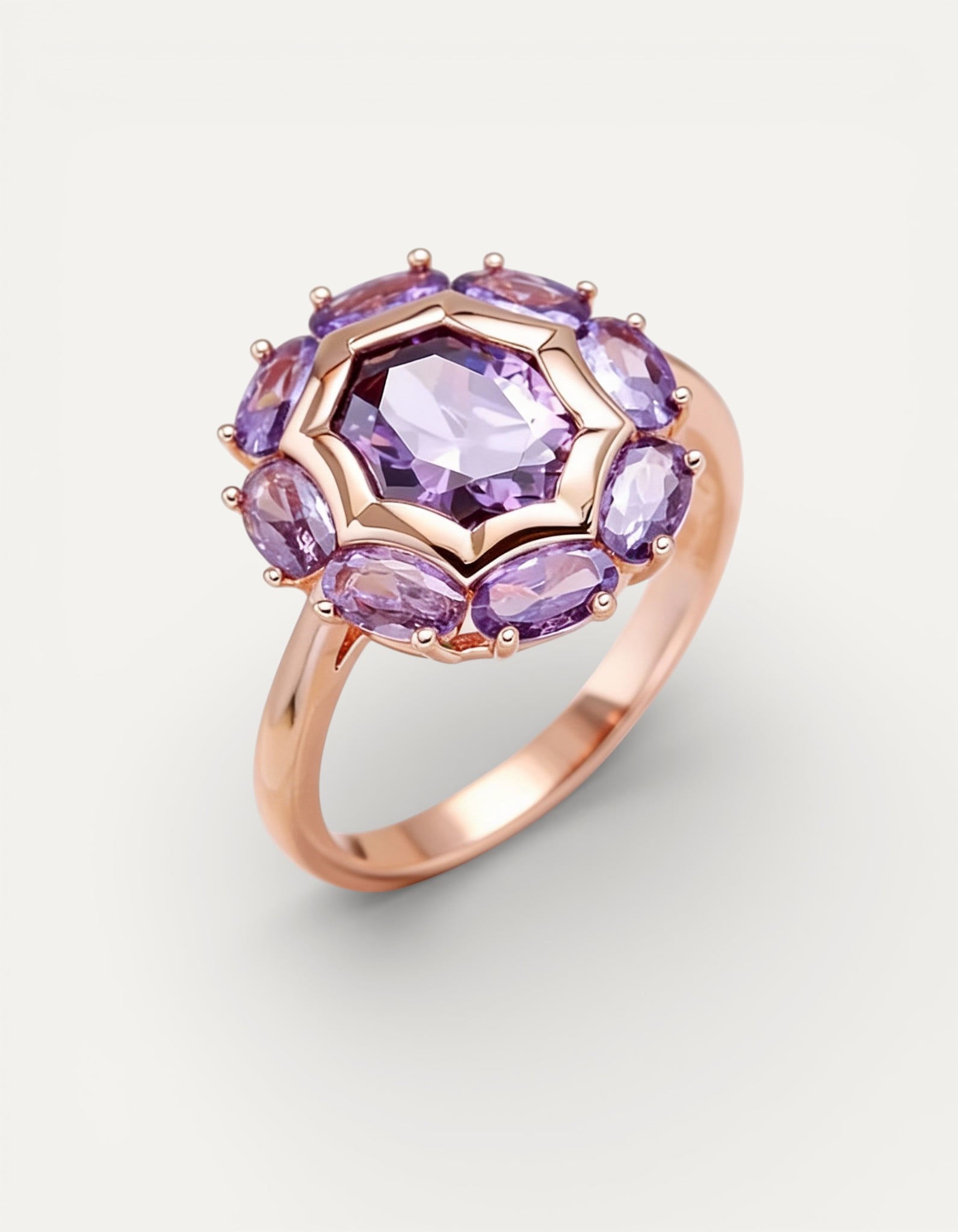 Rounded Violet Crystal Ring