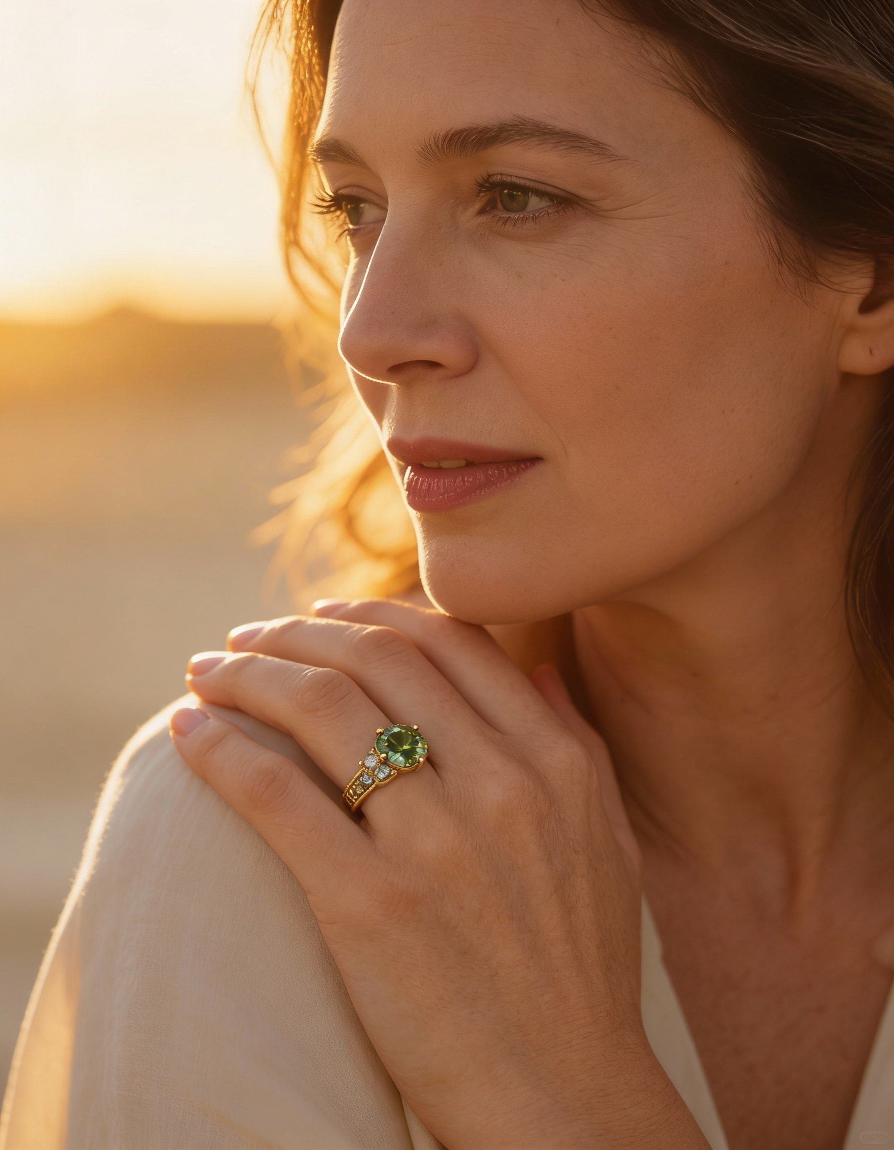 Yellow Quartz and Gold Ring