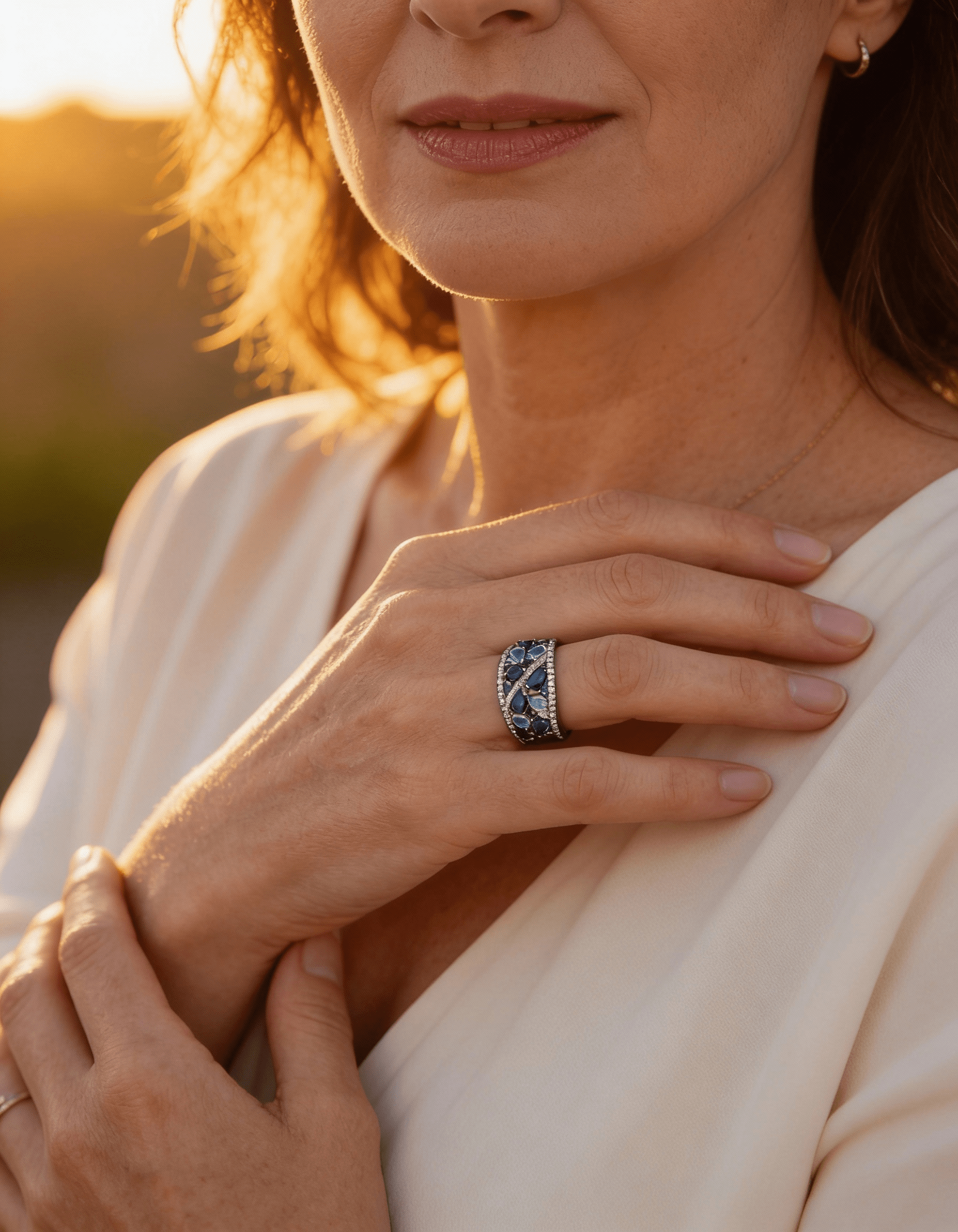 Vintage Silver Blue Sparkle Ring