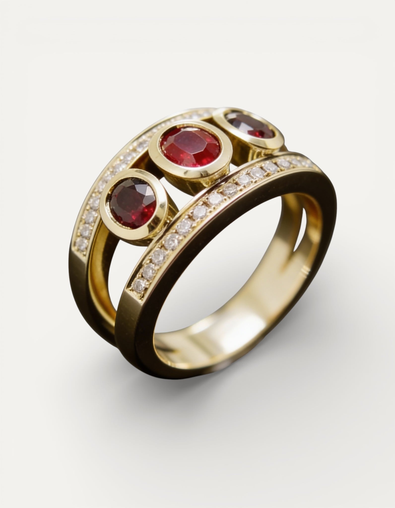 Vintage Gold Red Cubic Zirconia Ring