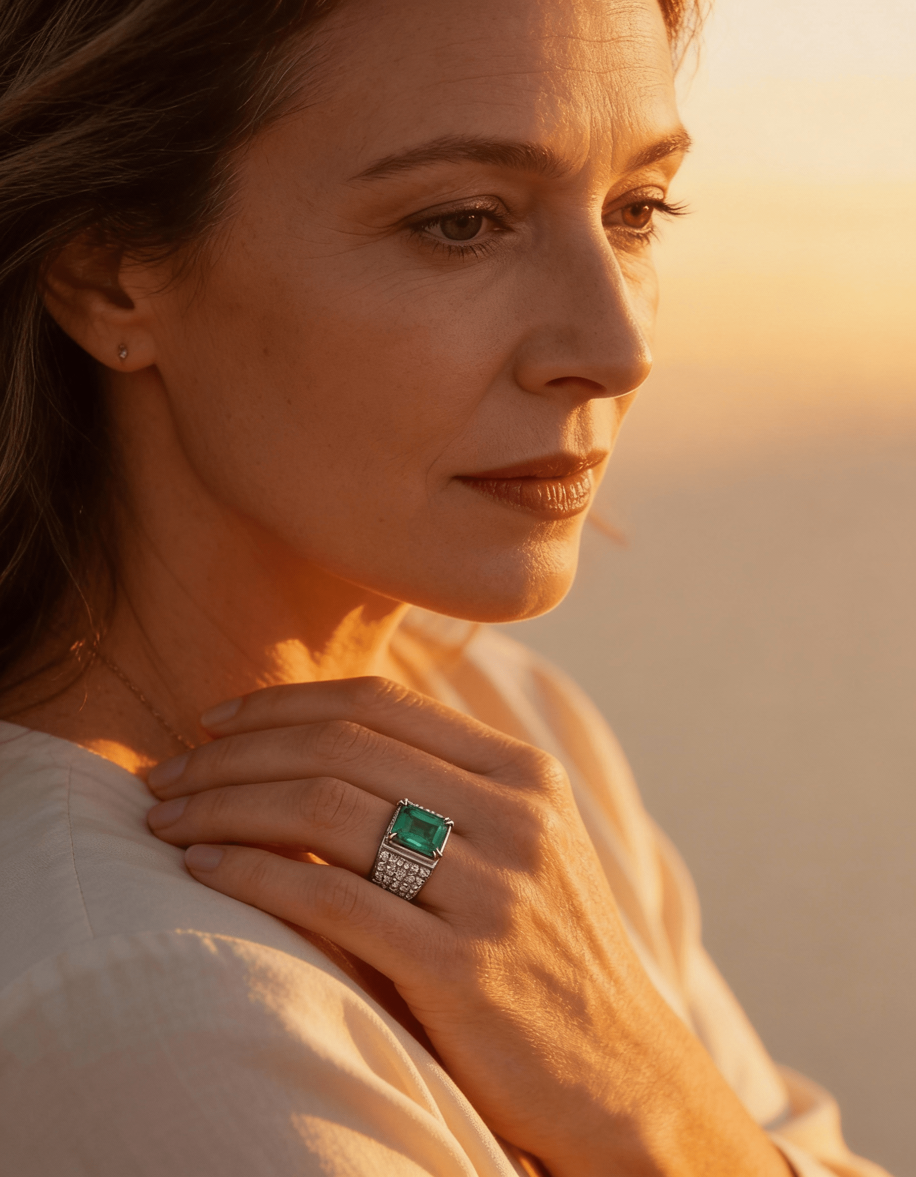 Emerald Stone and Diamond Ring