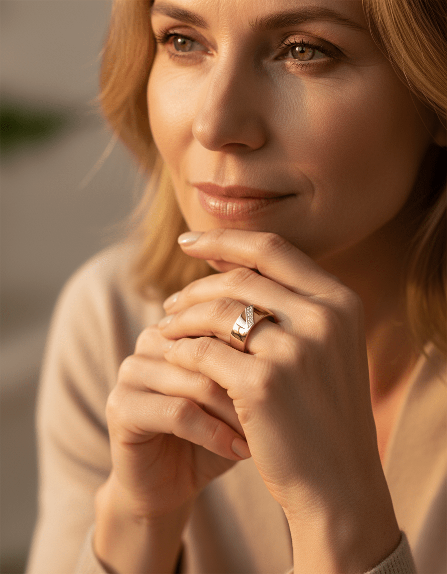 Elegant Thick Gold Cubic Zirconia Ring