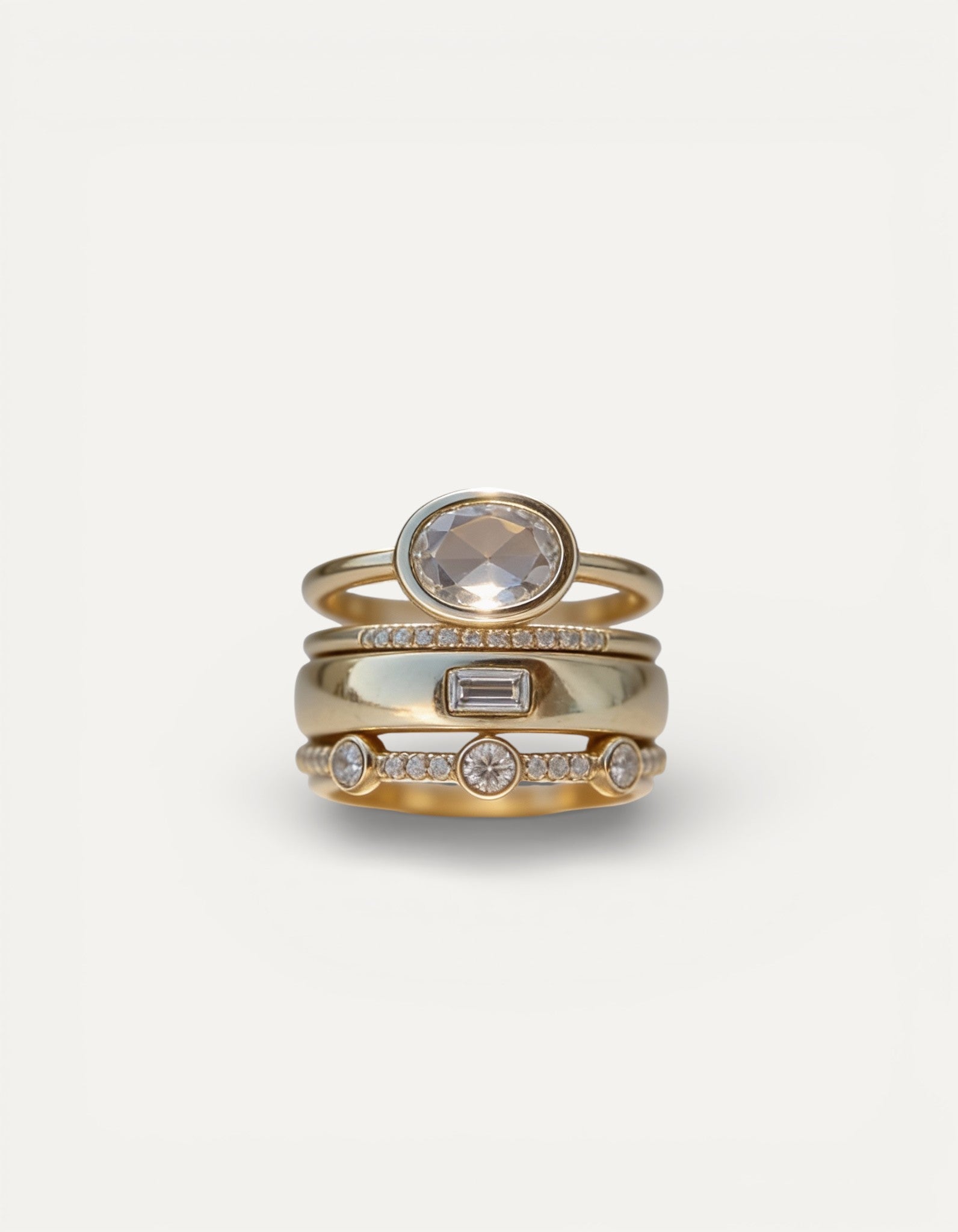Vintage Gold Cubic Zirconia Ring Set