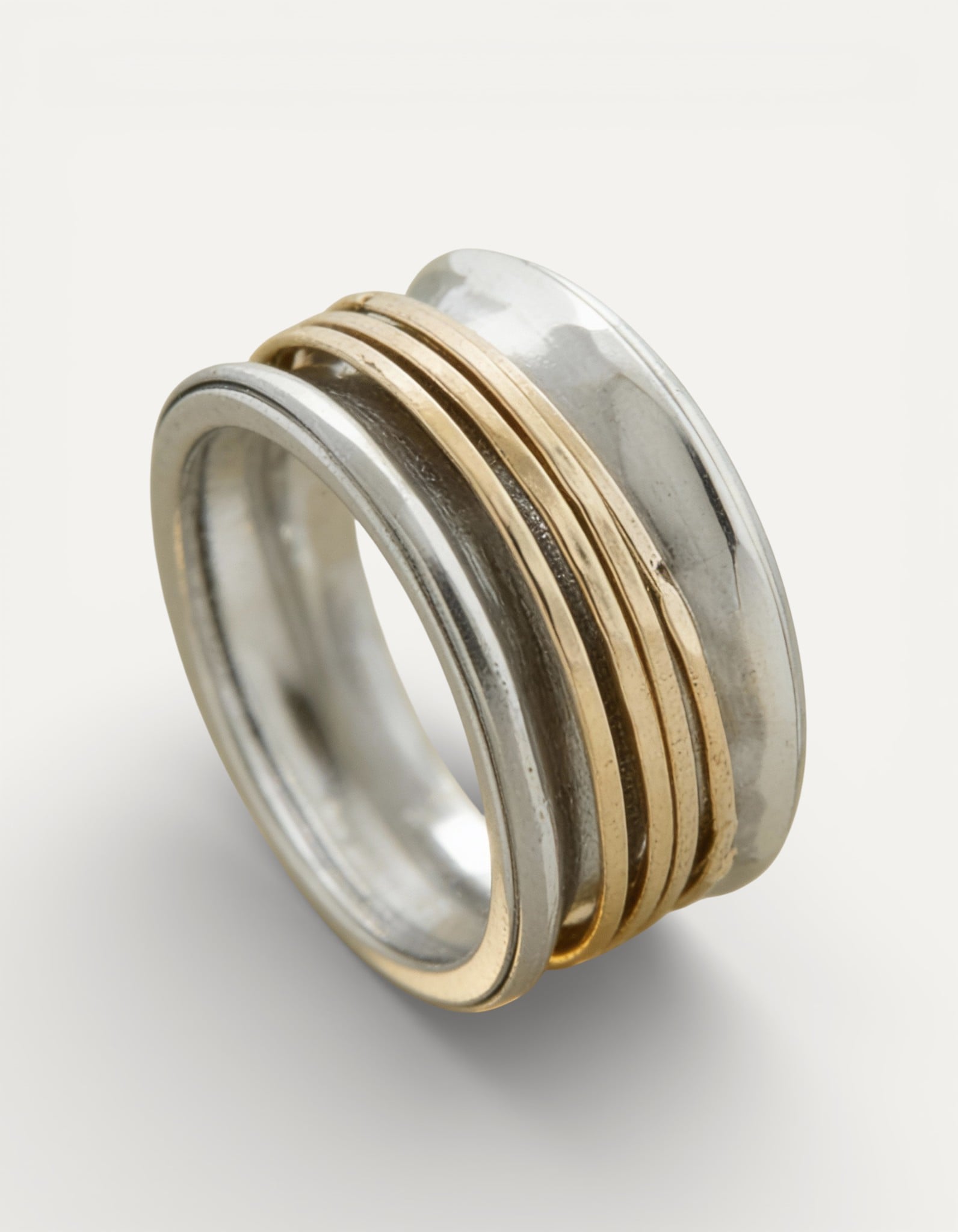 Vintage Silver Golden Thread Ring