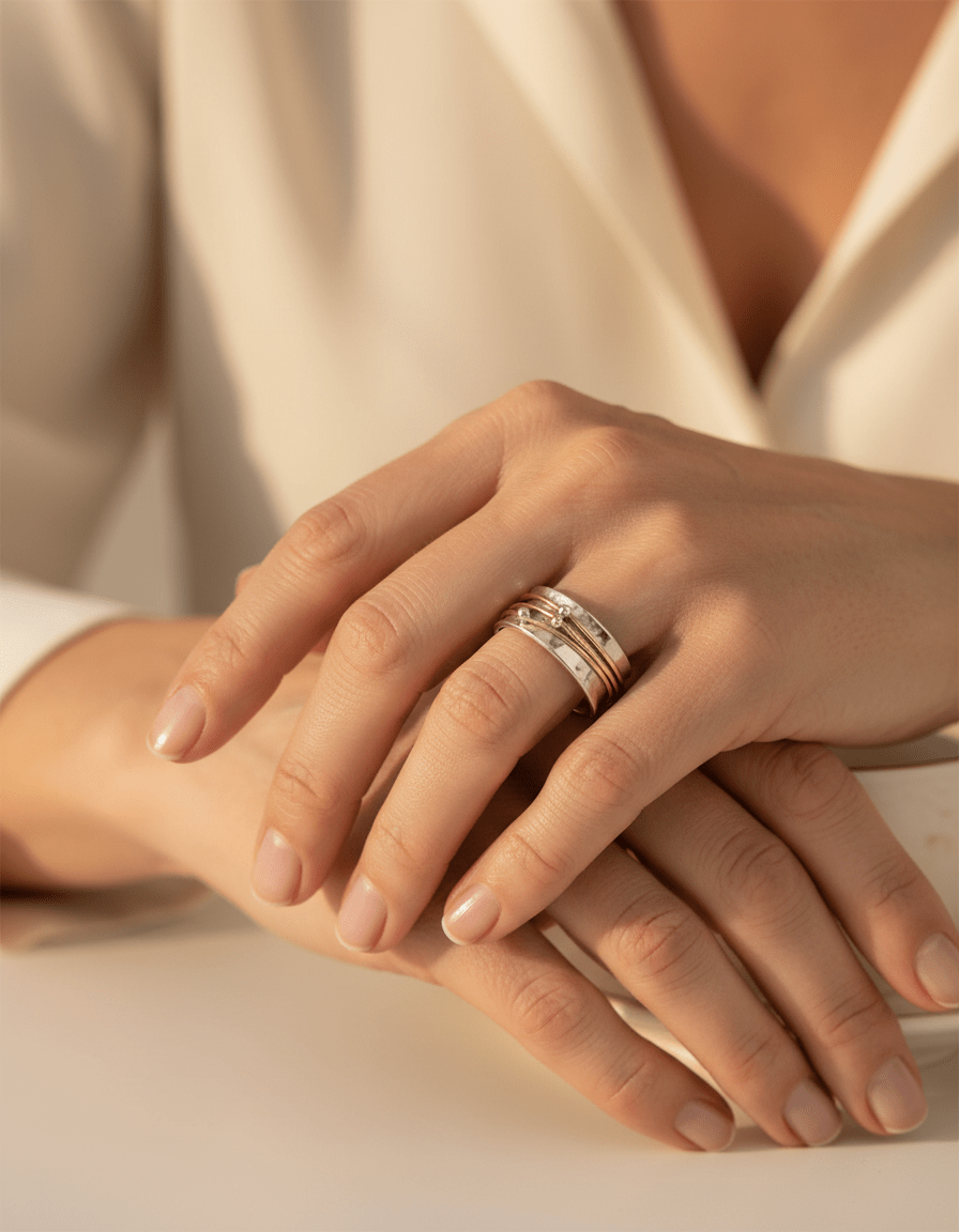Vintage Gold Layered Silver Ring