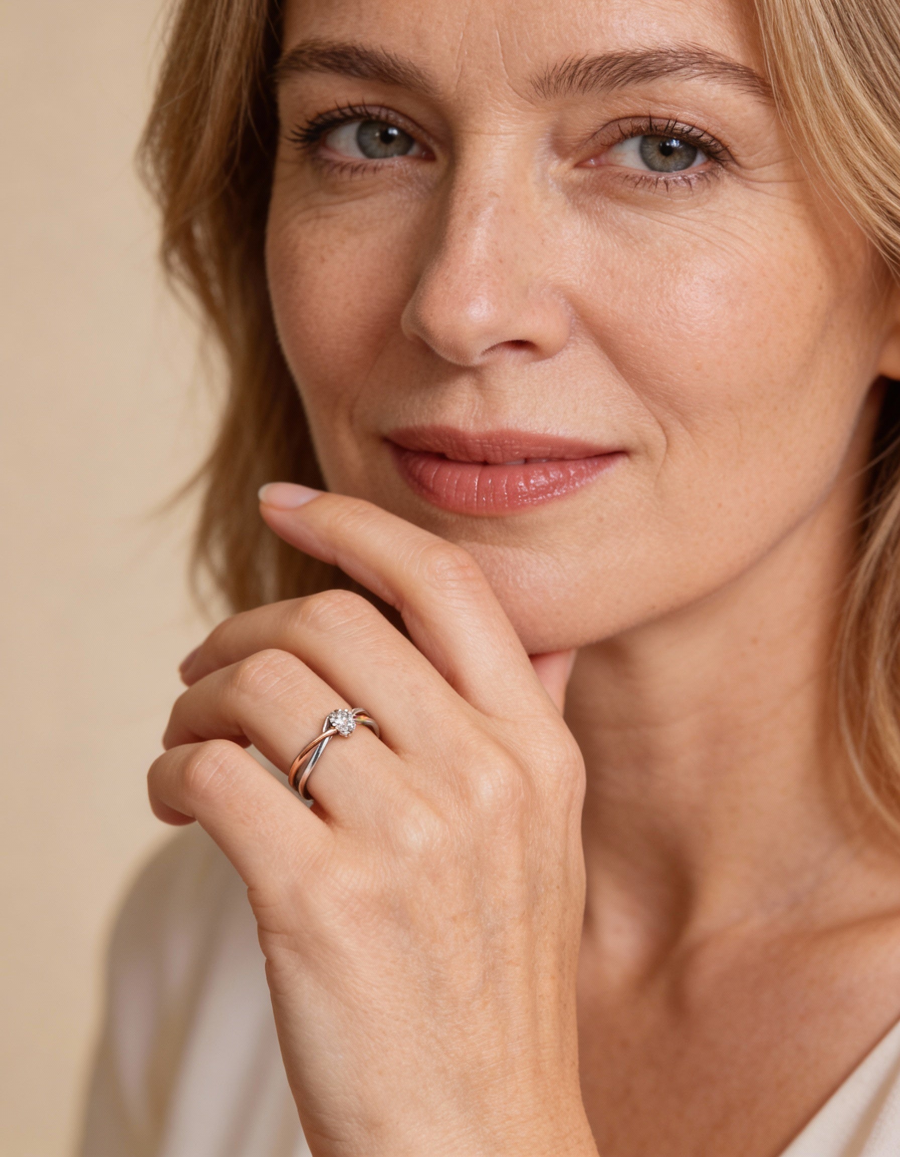 Intertwined Rose Gold and Silver Ring