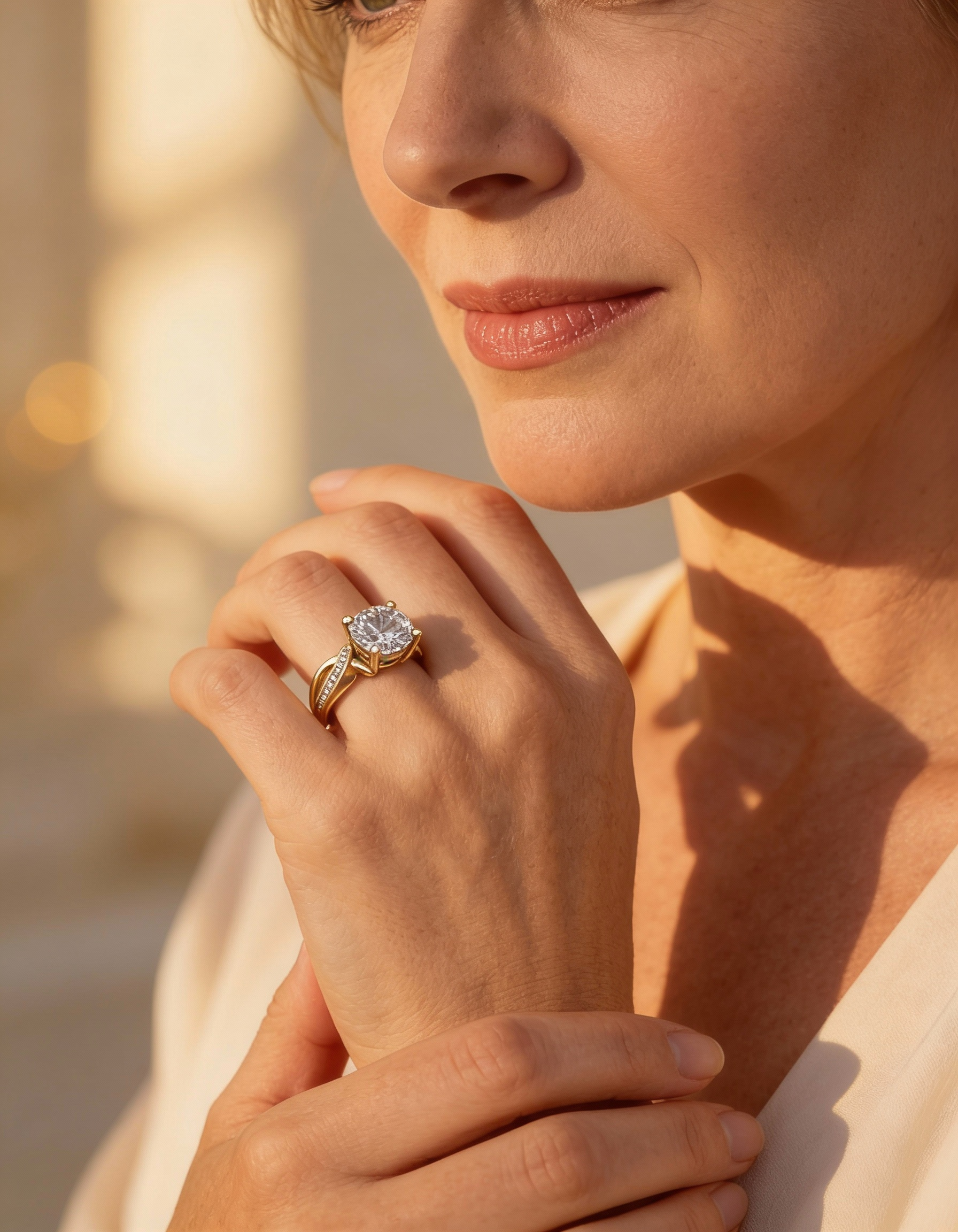 Vintage Gold Braided Cubic Zirconia Ring