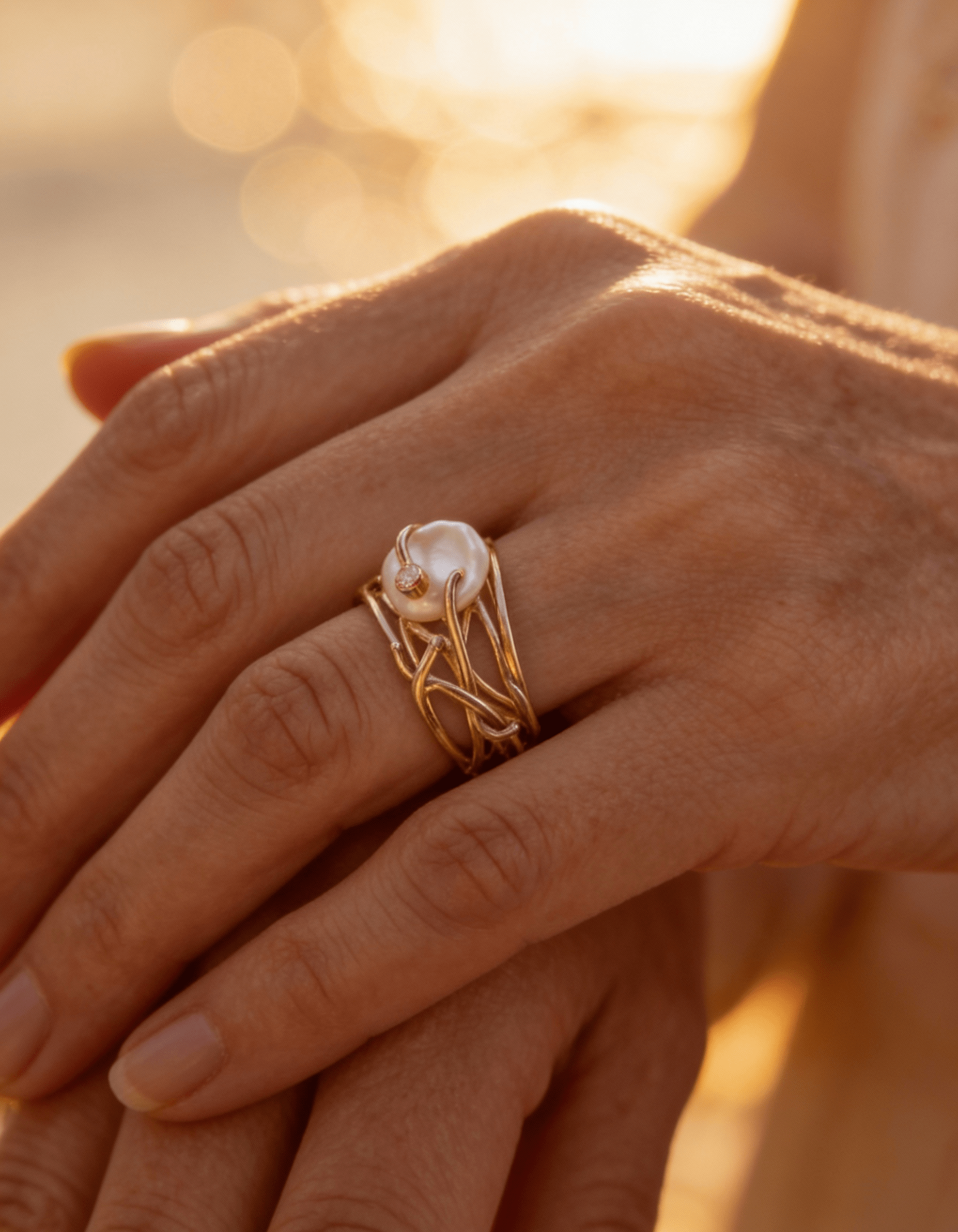 Vintage Delicate Gold Pearl Ring