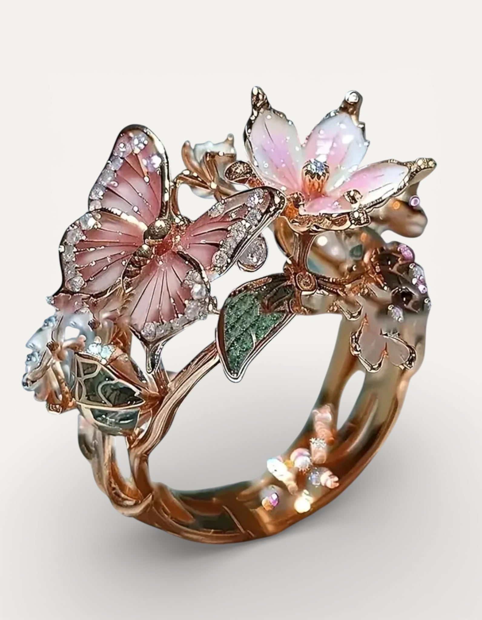 Nature Sparkling Butterfly Cubic Zirconia Ring