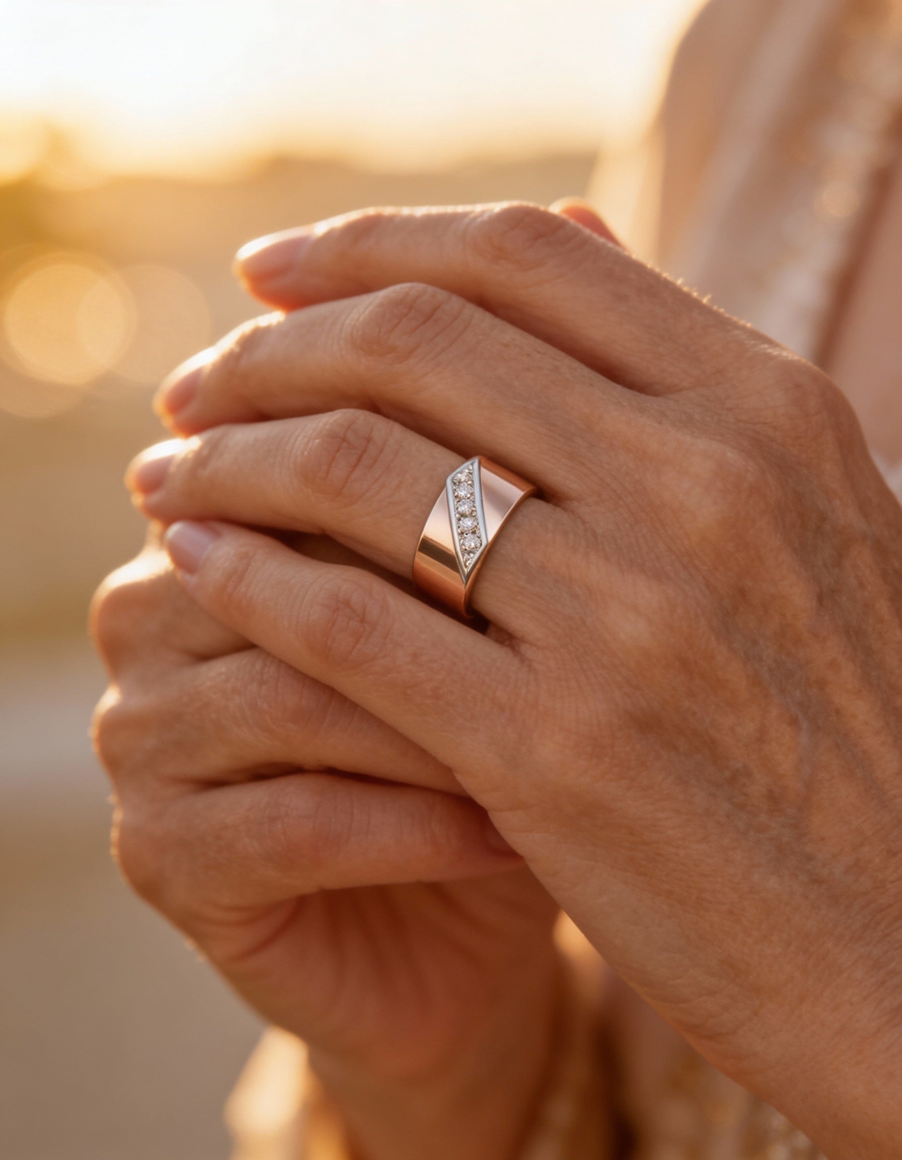 Elegant Thick Gold Cubic Zirconia Ring