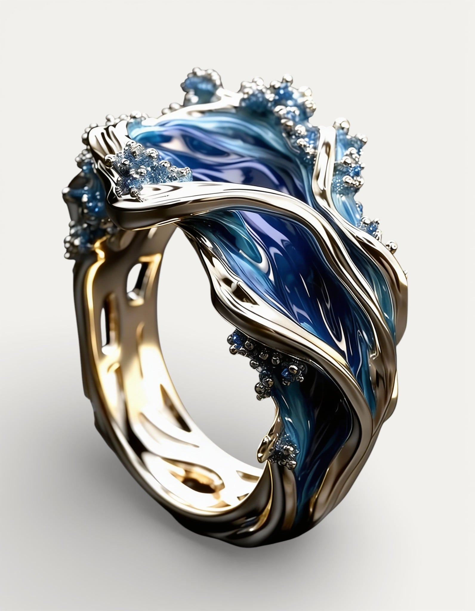 Vintage Golden Ocean Wavy Ring