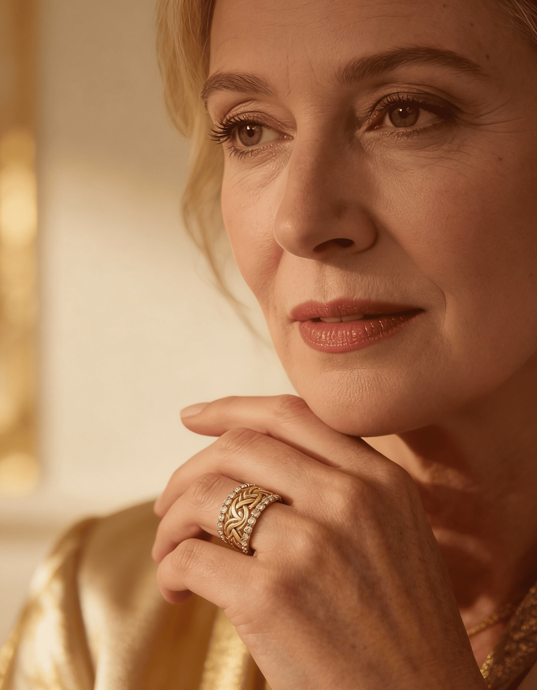 Vintage Gold Braided Cubic Zirconia Ring