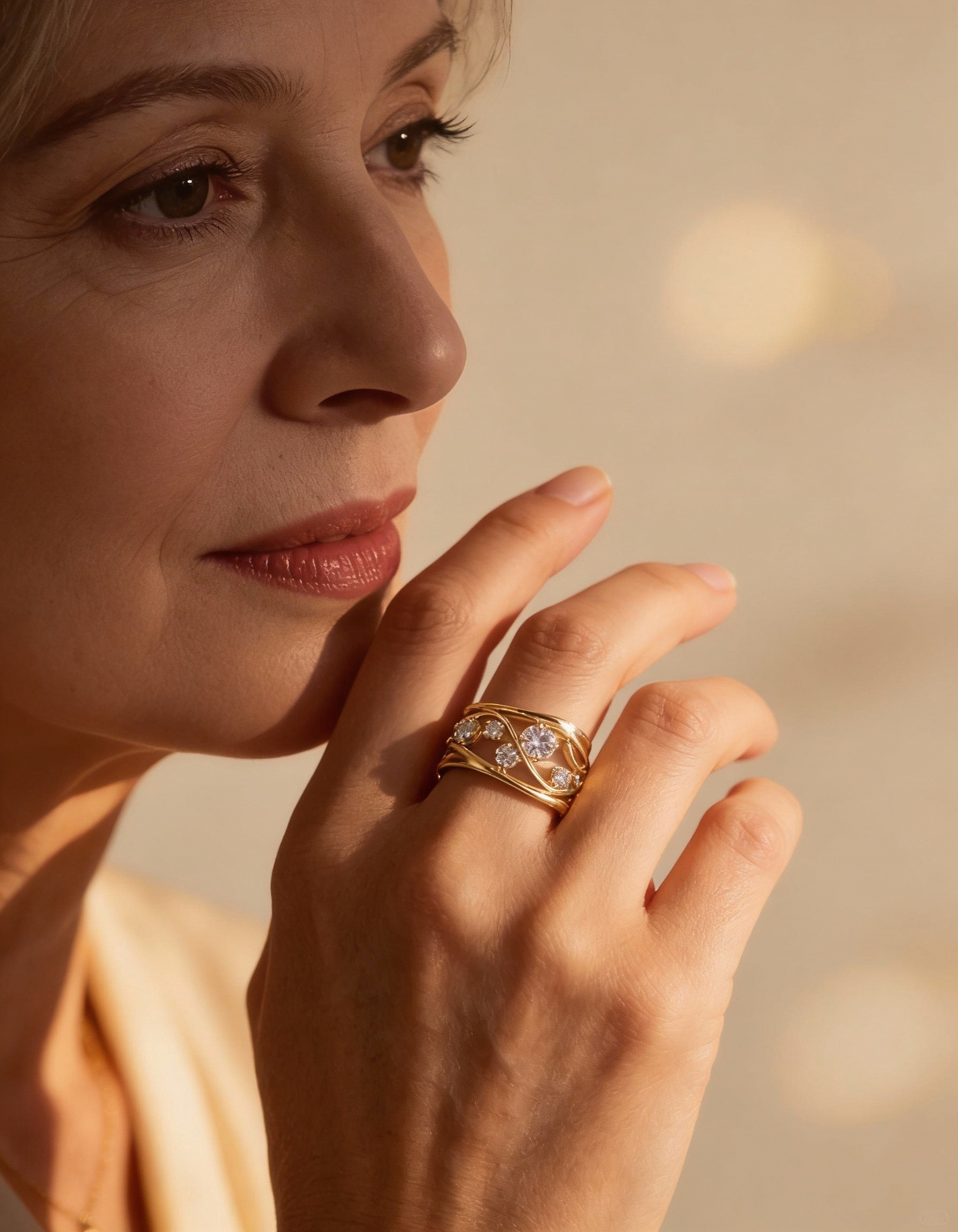 Elegant Gold-Plated Cubic Zirconia Ring