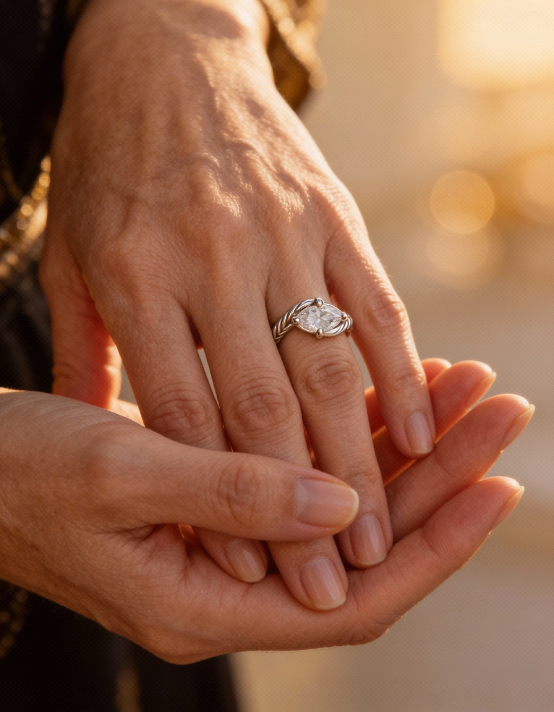 Vintage Silver Wave Cubic Zirconia Ring