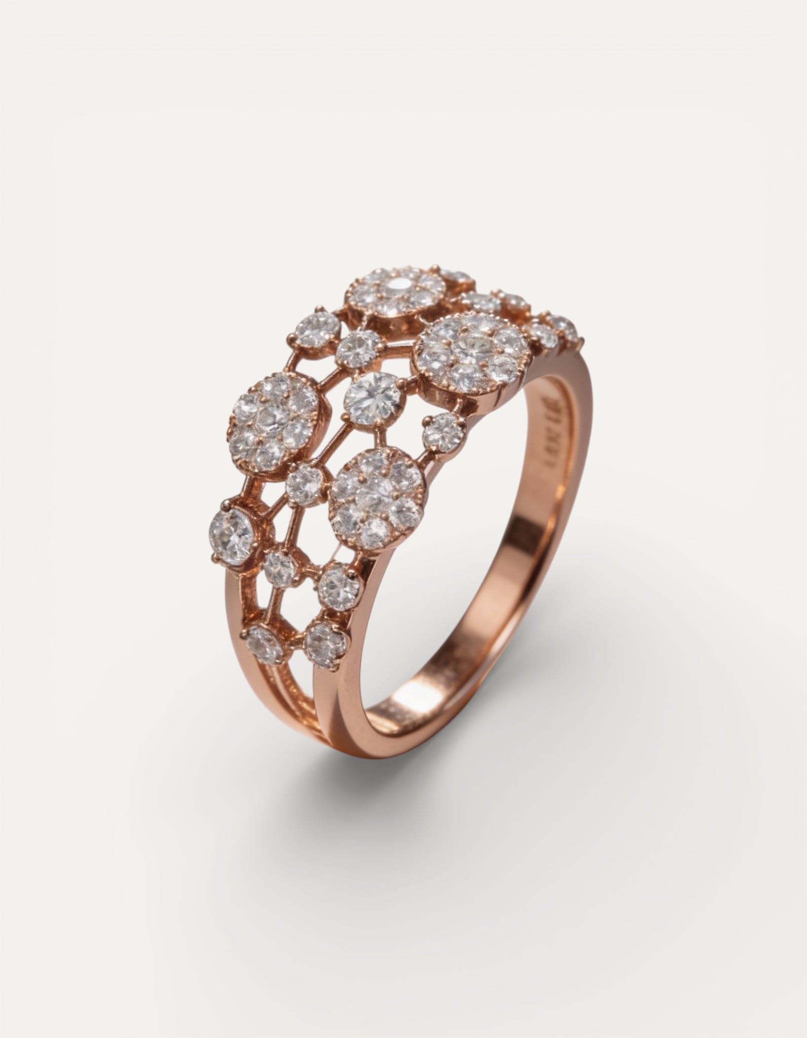 Vintage Rose Gold Sparkling Inlaid Stone Ring