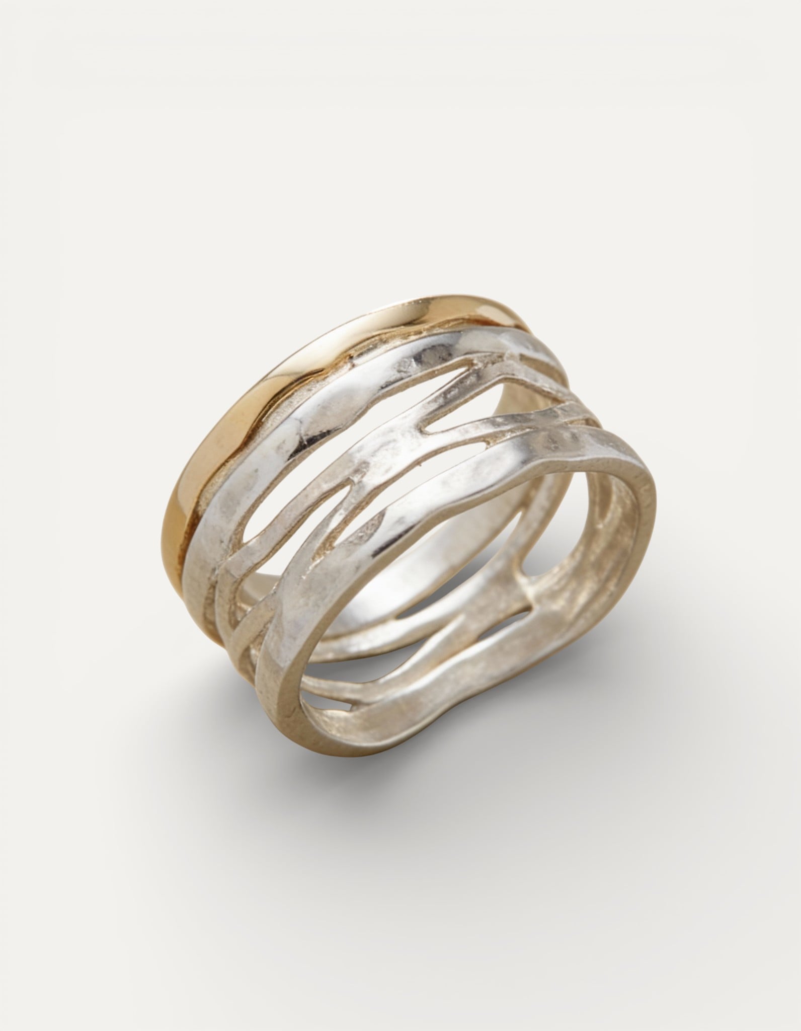 Vintage Hollow Gold and Silver Ring