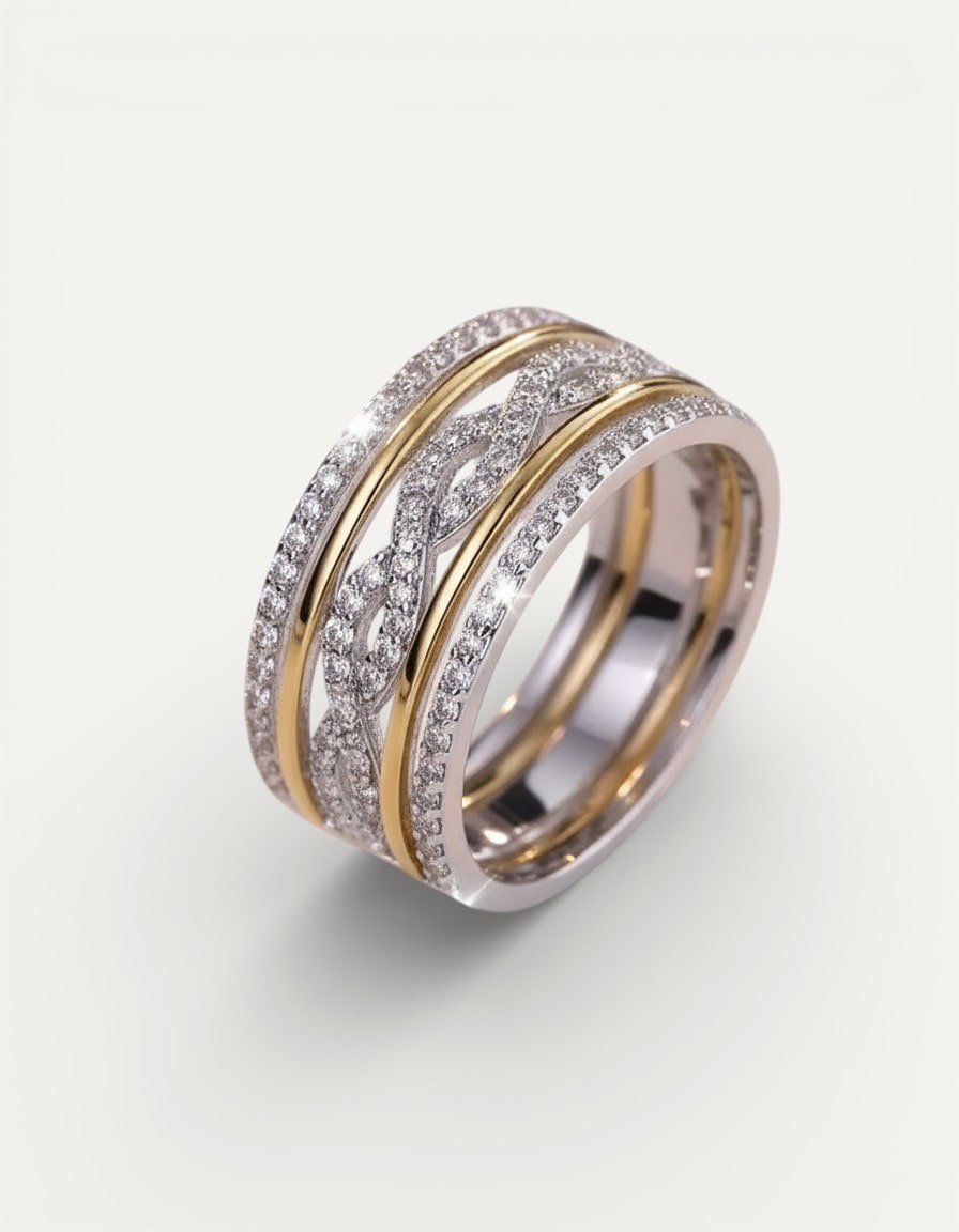 Sparkling Braided Cubic Zirconia Ring