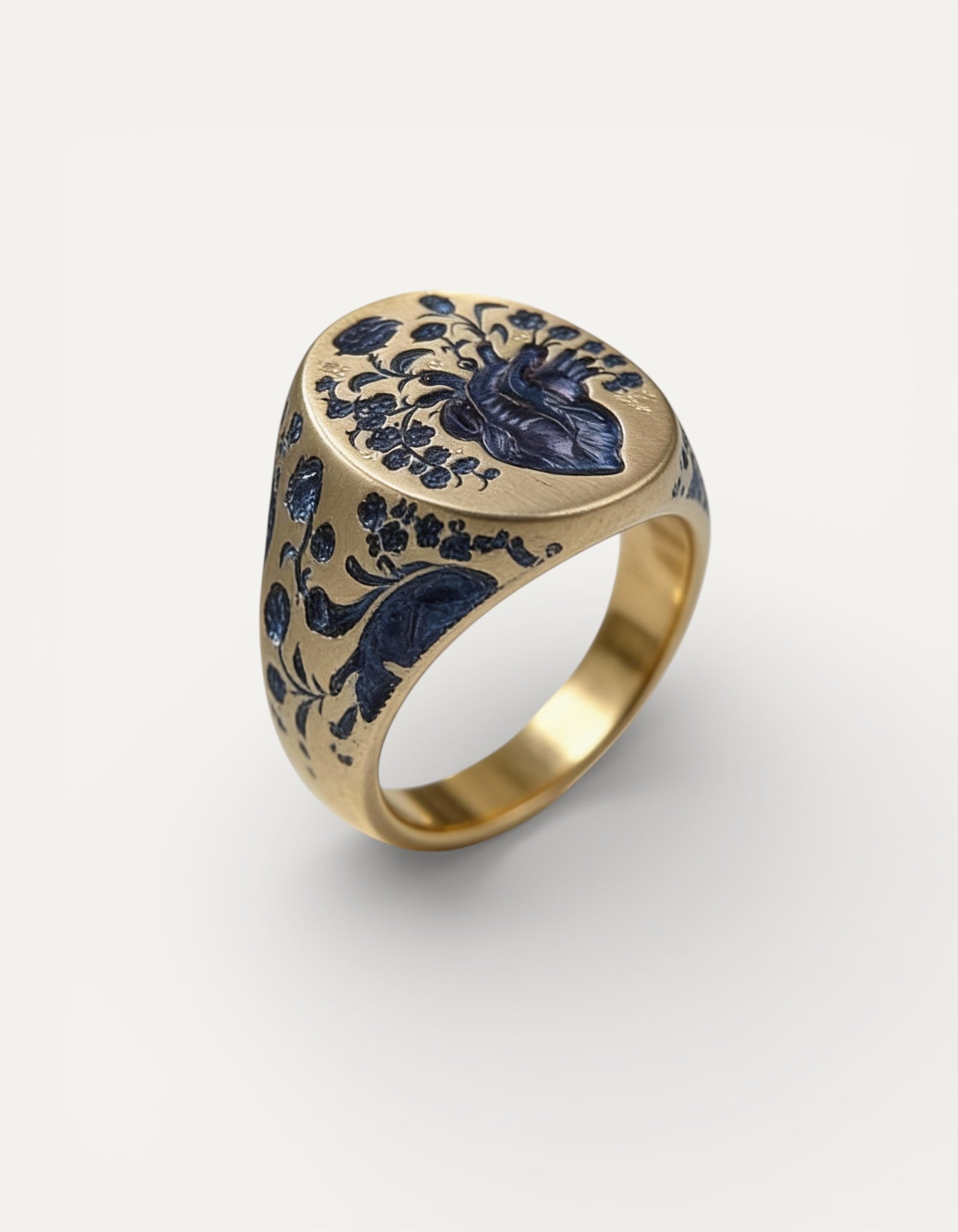 Vintage Gold Blue Flower Ring