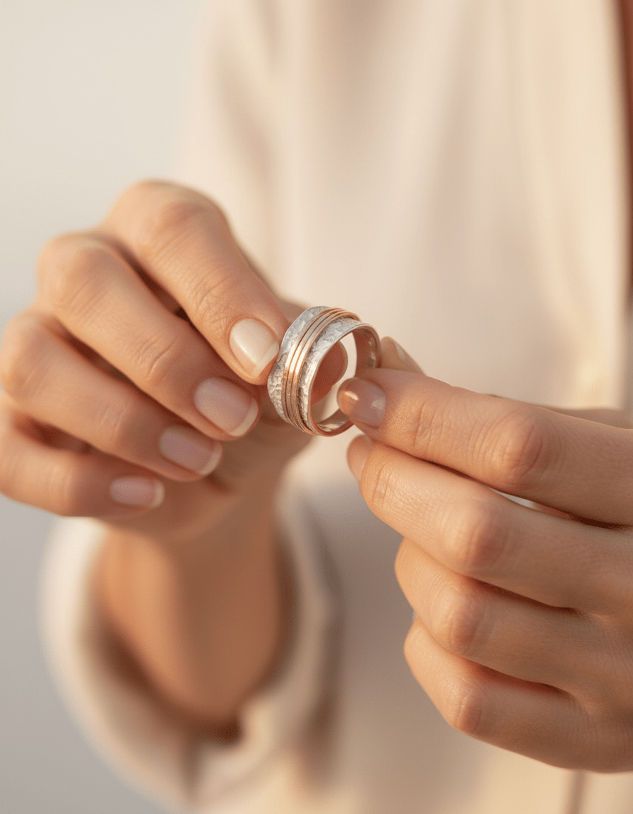 Vintage Delicate Gold and Silver Spinner Ring