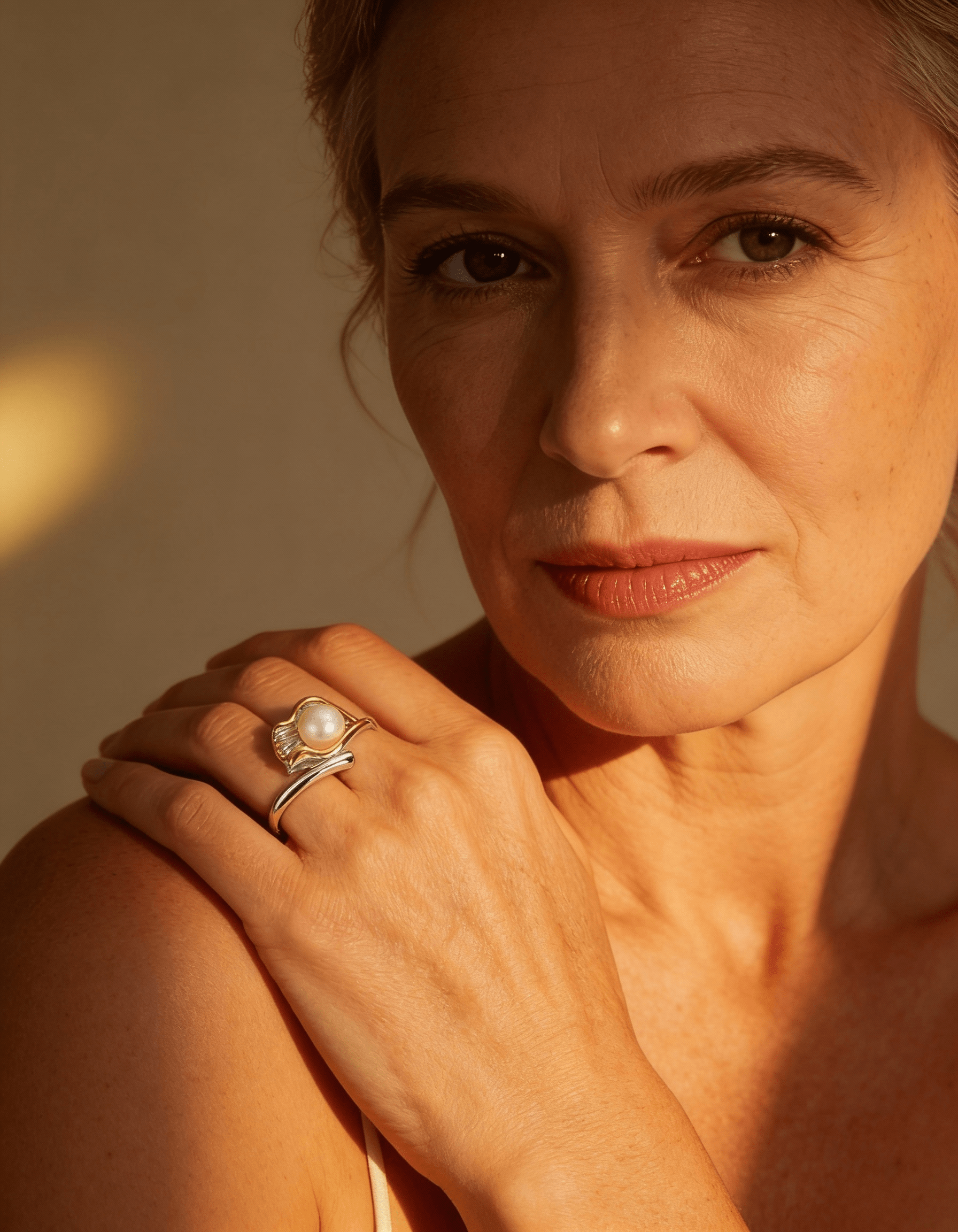 Vintage Gold and Silver Pearl Ring