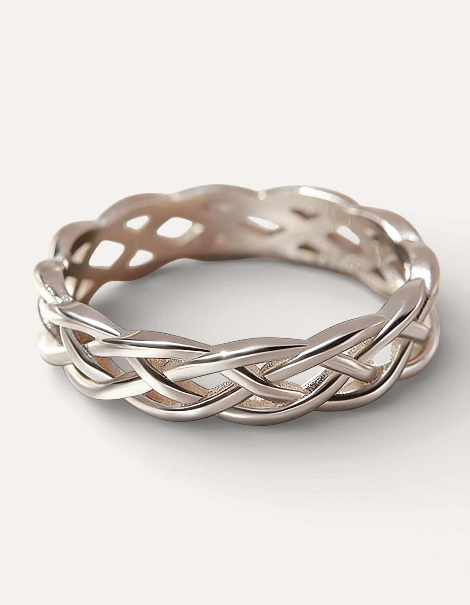 Twisted Silver Braided Band Ring