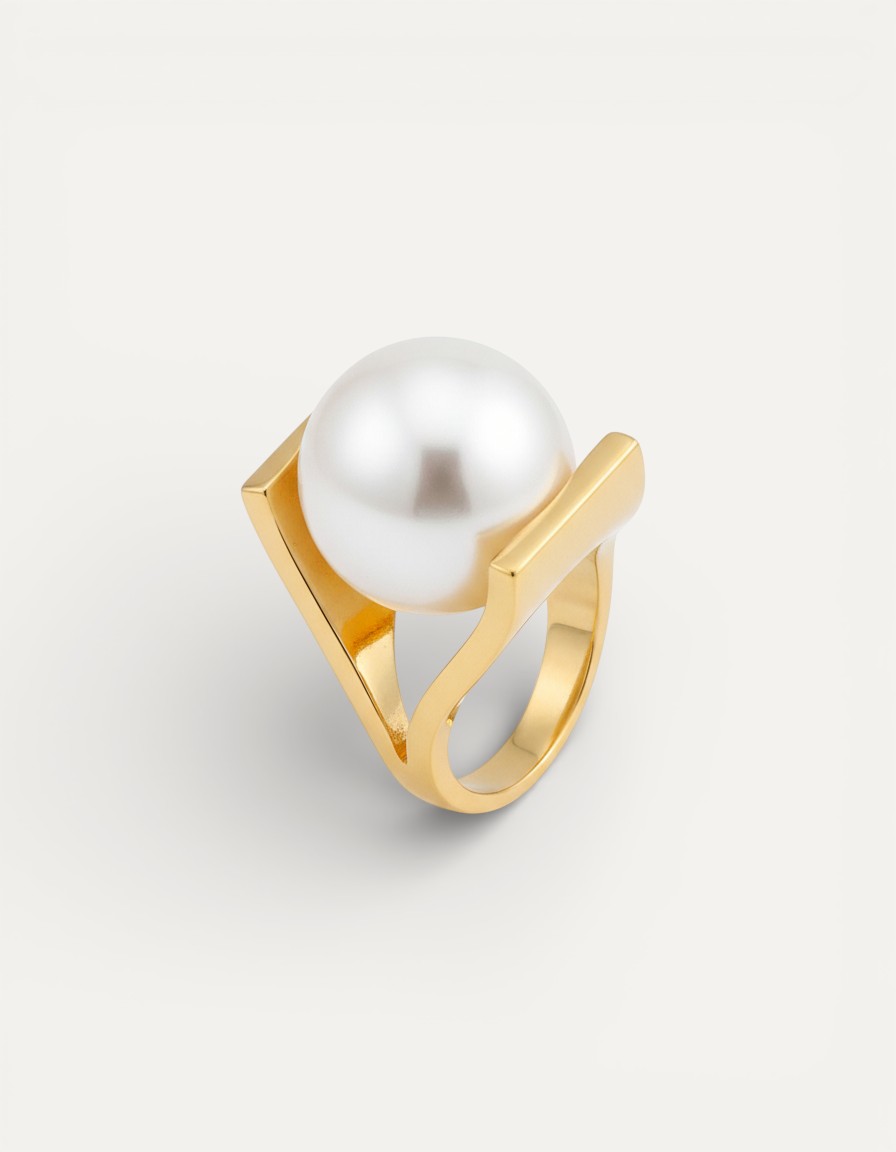 Vintage Gold Pearl Inlay Ring